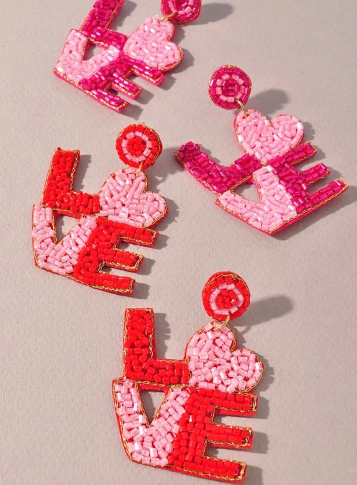 LOVE Beaded Earrings 2 Colors