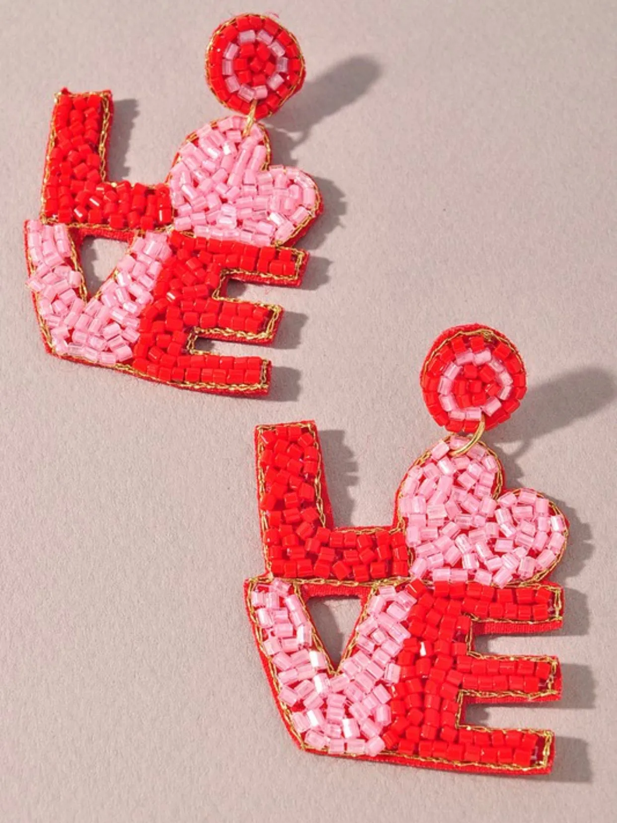 LOVE Beaded Earrings 2 Colors