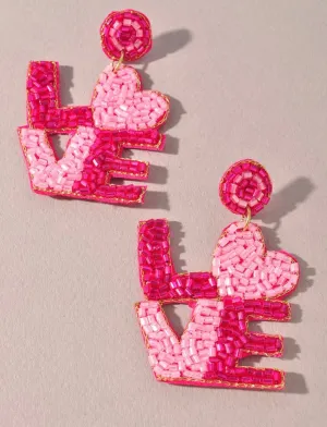 LOVE Beaded Earrings 2 Colors