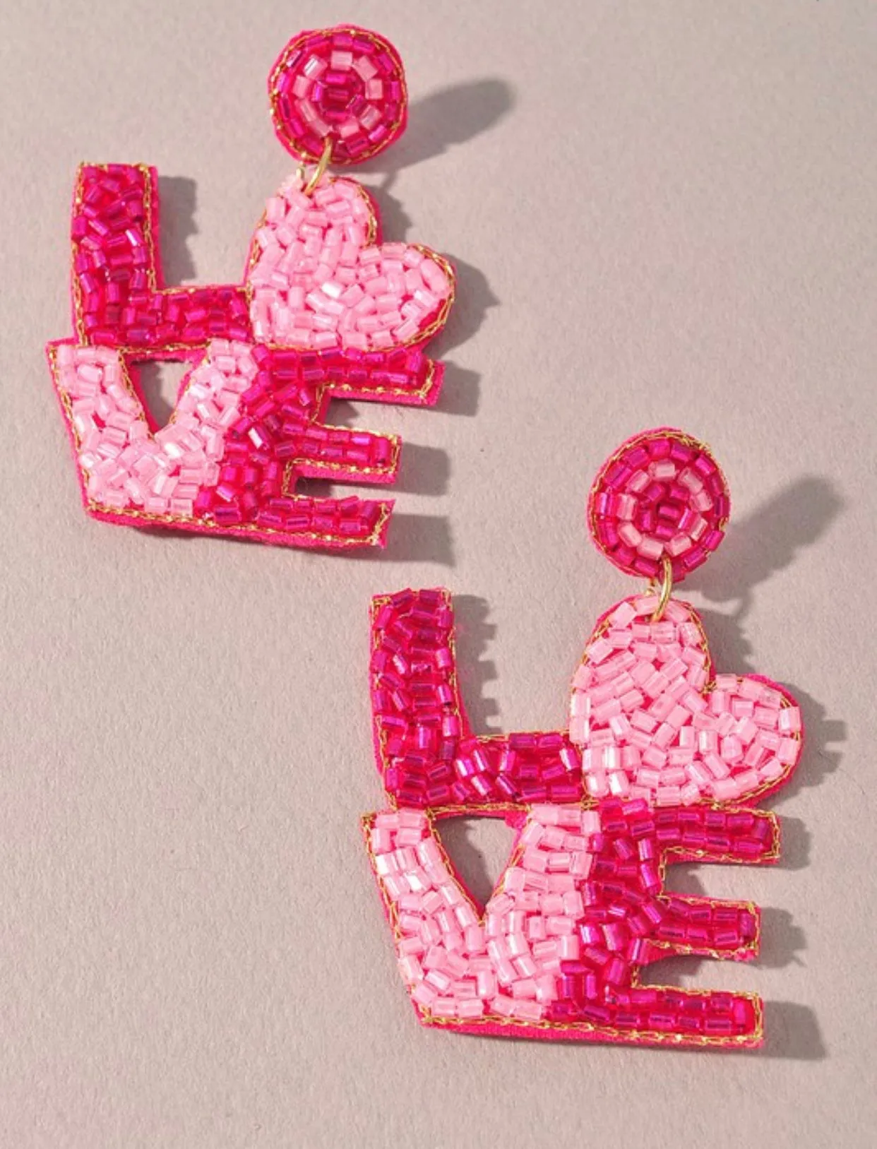 LOVE Beaded Earrings 2 Colors