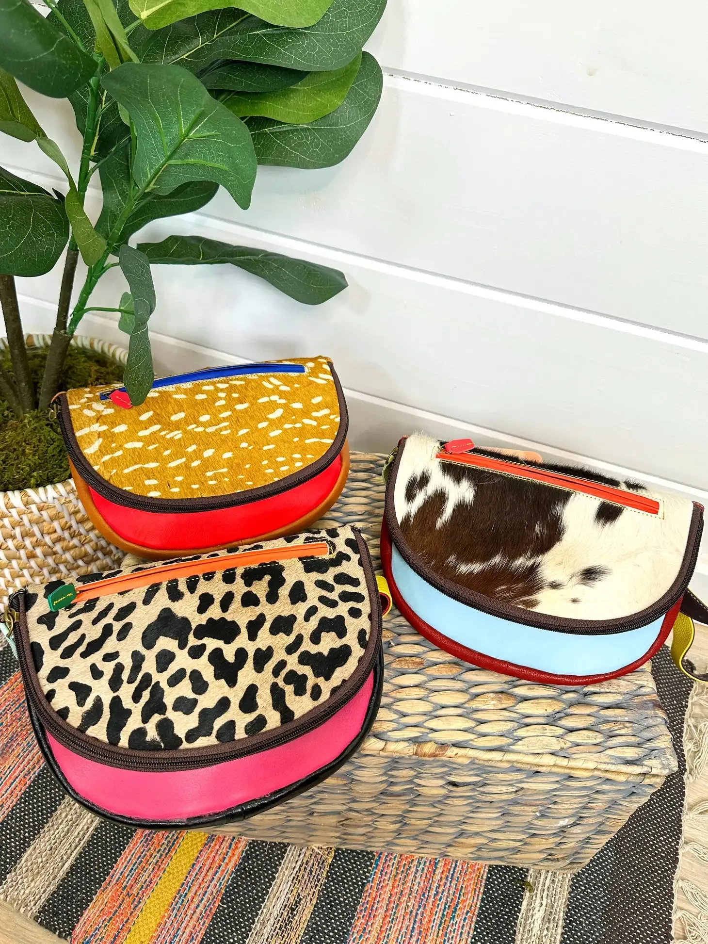 Mally Leather and Hair-On Hide Crossbody Belt Purse