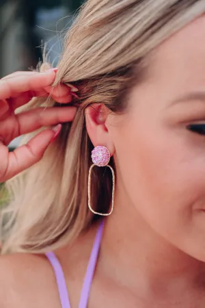 Marina Glitter Stud Rectangle Earrings By Taylor Shaye- Lavender