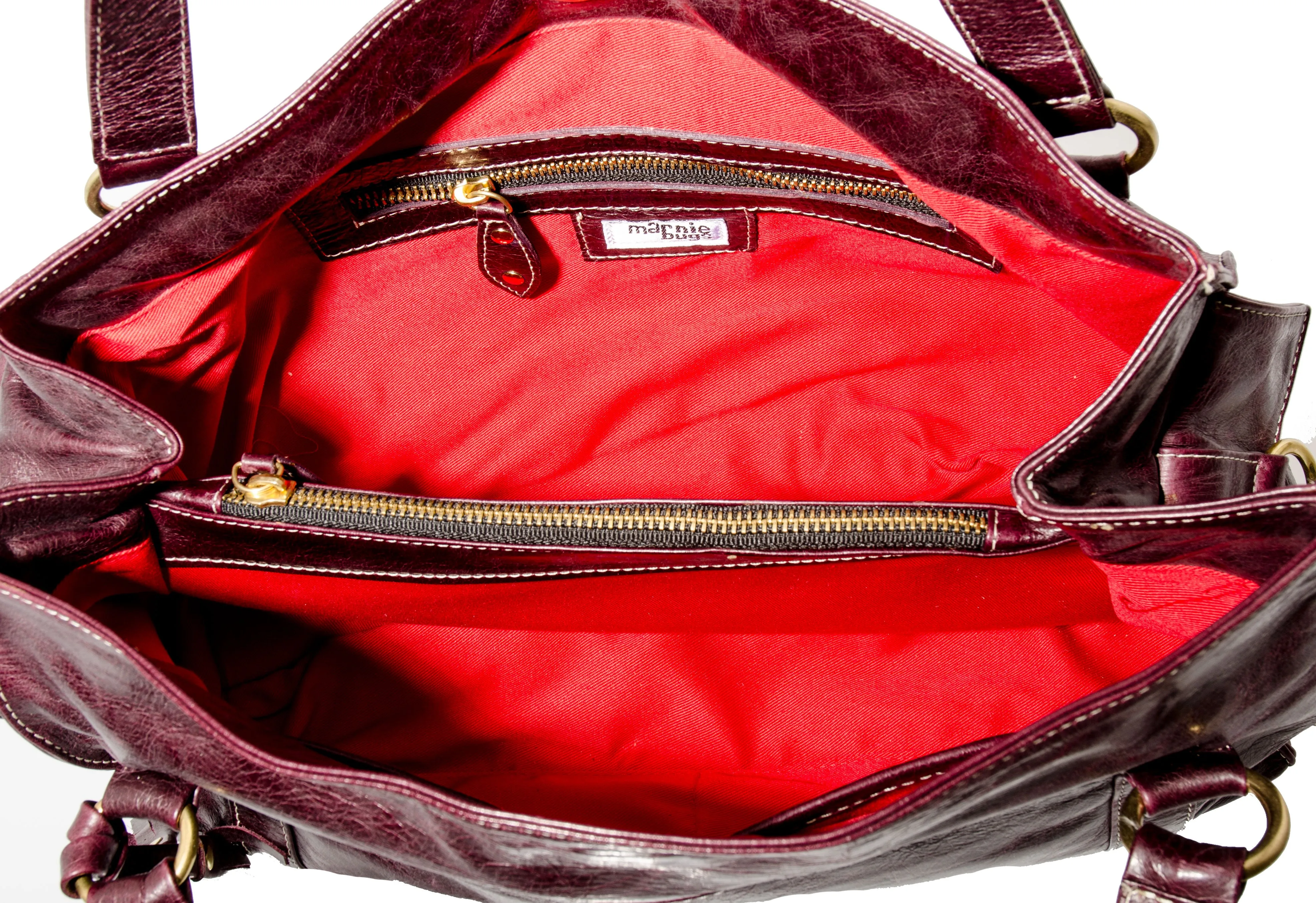 Marnie Bugs Lady w/ Makeup Handbag in Eggplant Leather