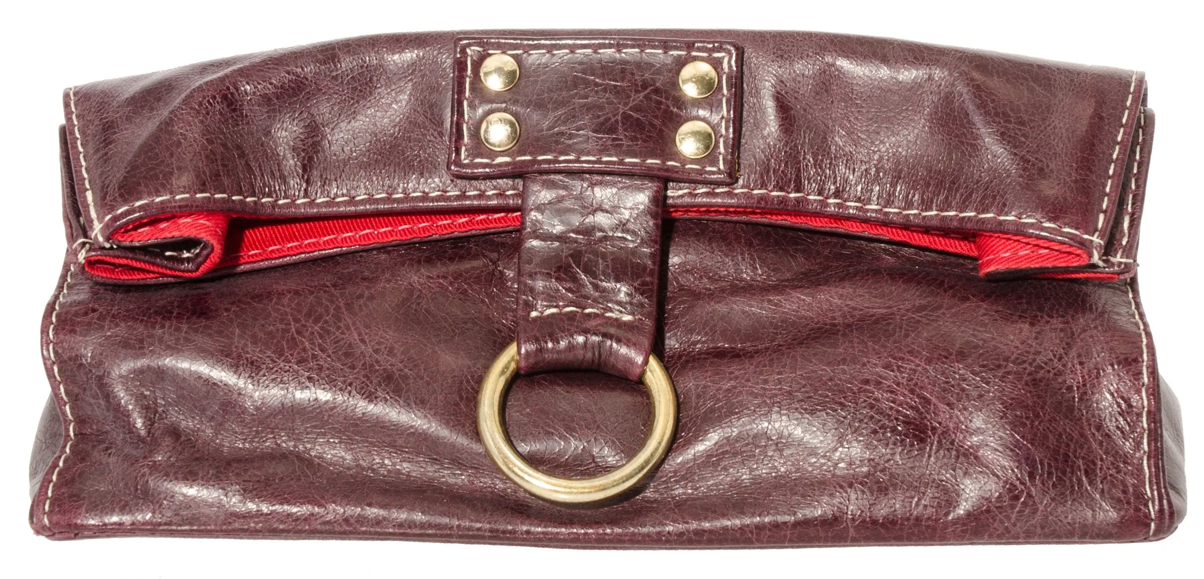 Marnie Bugs Lady w/ Makeup Handbag in Eggplant Leather
