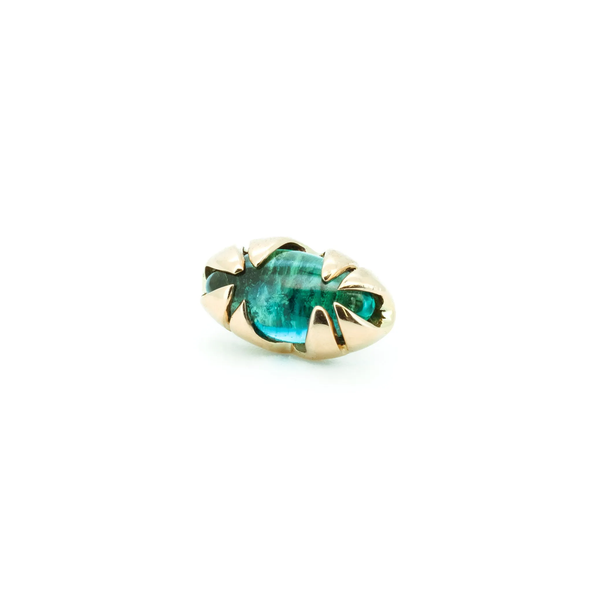 Marquise Blue/Green Tourmaline in Yellow Gold - 14ga threaded
