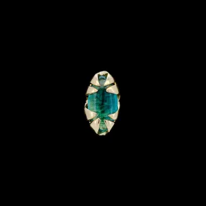 Marquise Blue/Green Tourmaline in Yellow Gold - 14ga threaded