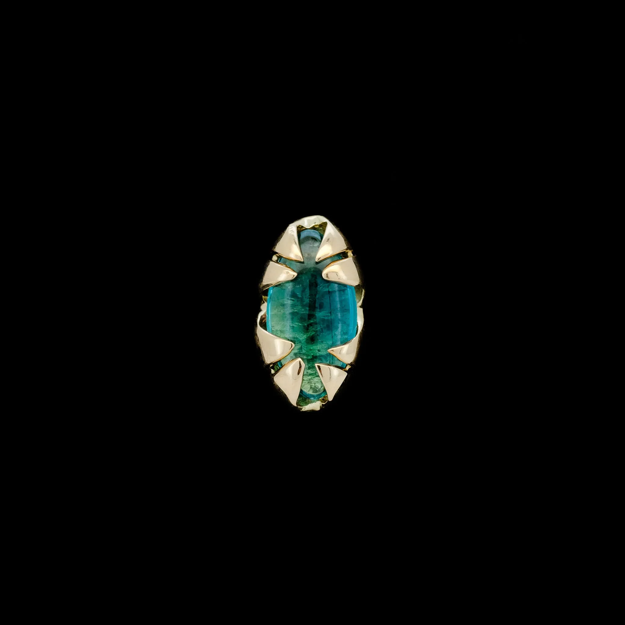 Marquise Blue/Green Tourmaline in Yellow Gold - 14ga threaded