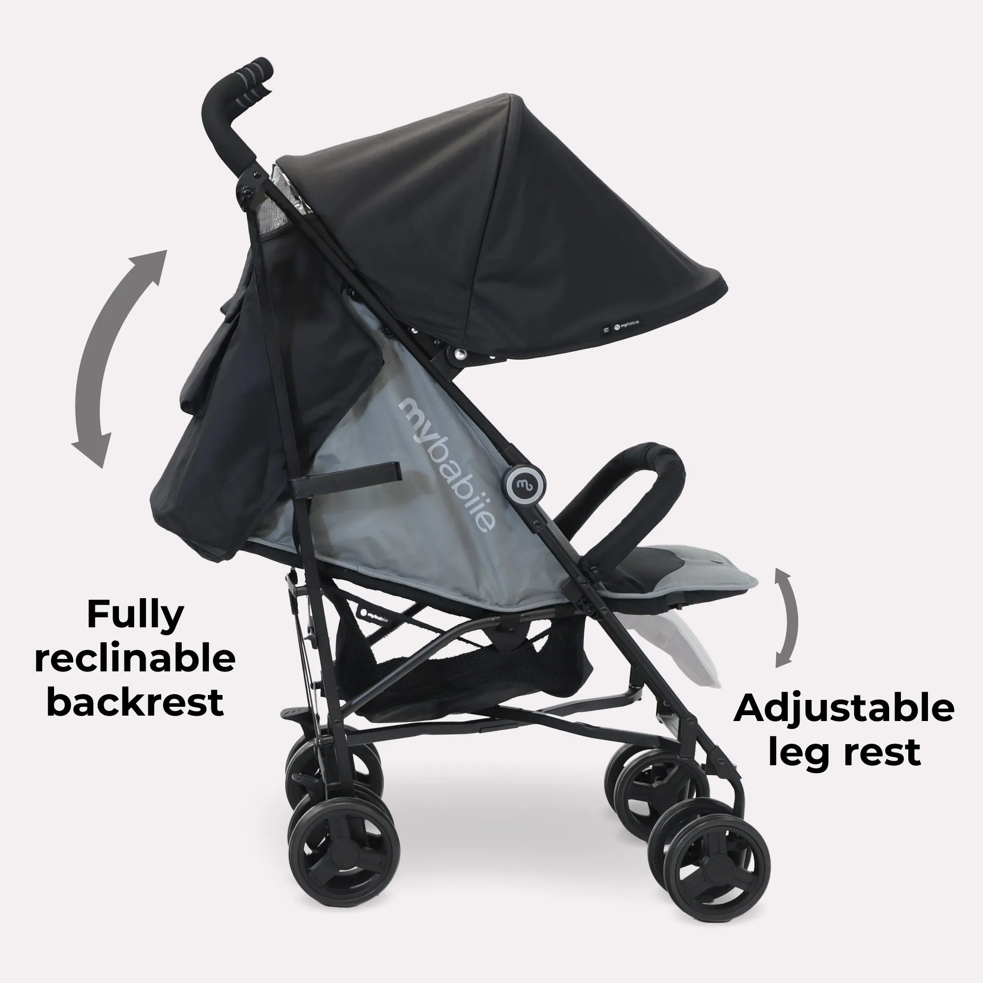MB02 Lightweight Stroller - Black and Grey