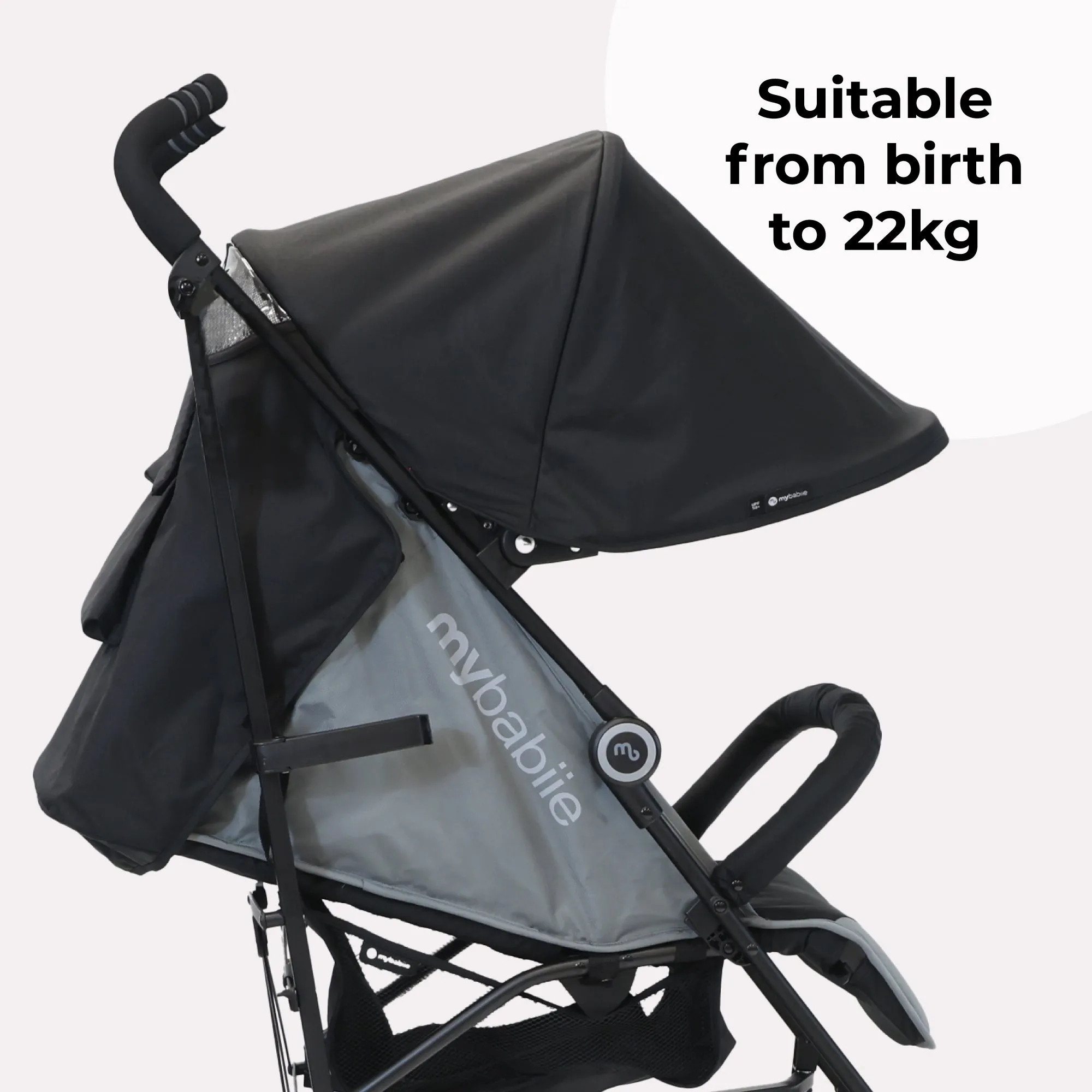 MB02 Lightweight Stroller - Black and Grey
