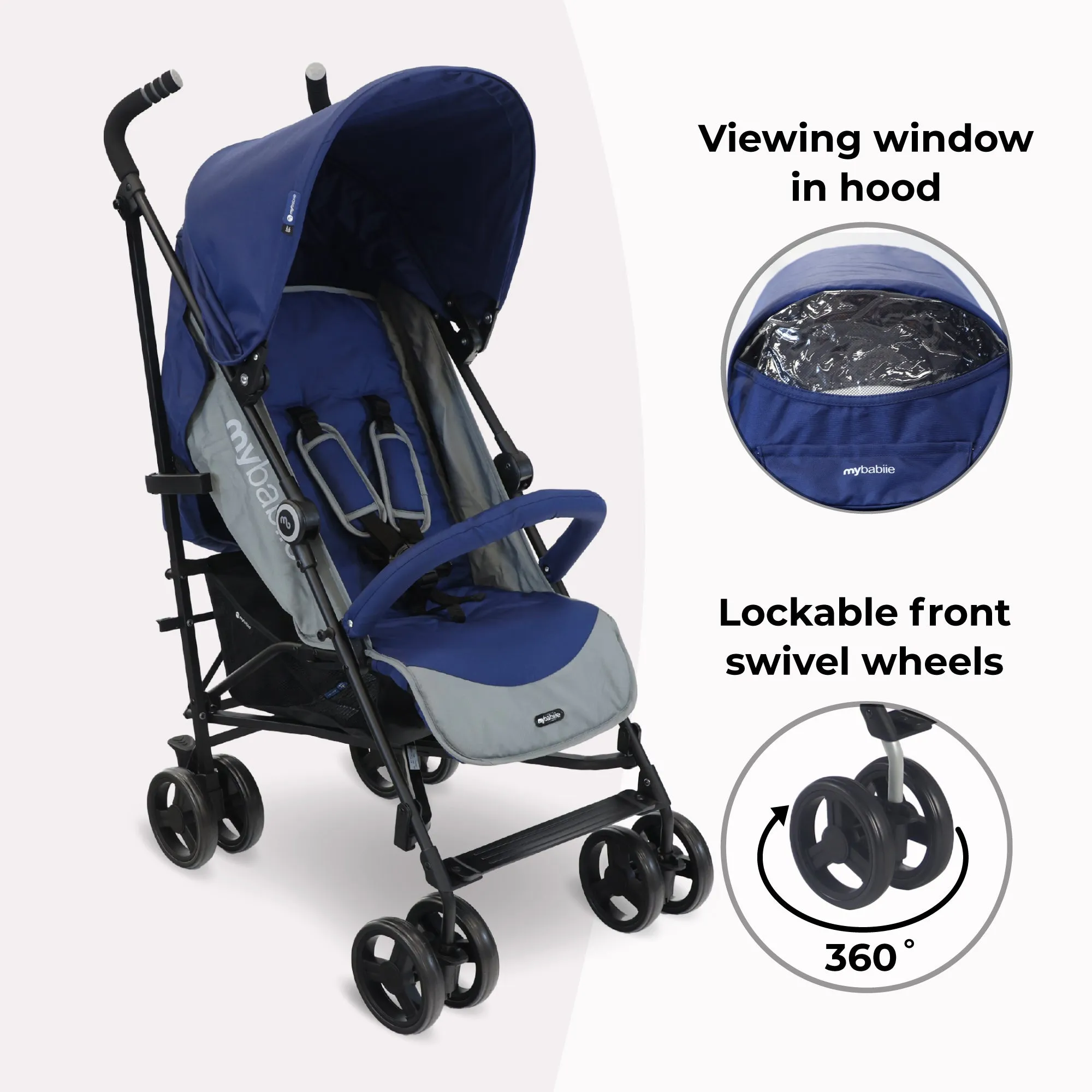 MB02 Lightweight Stroller - Blue and Grey
