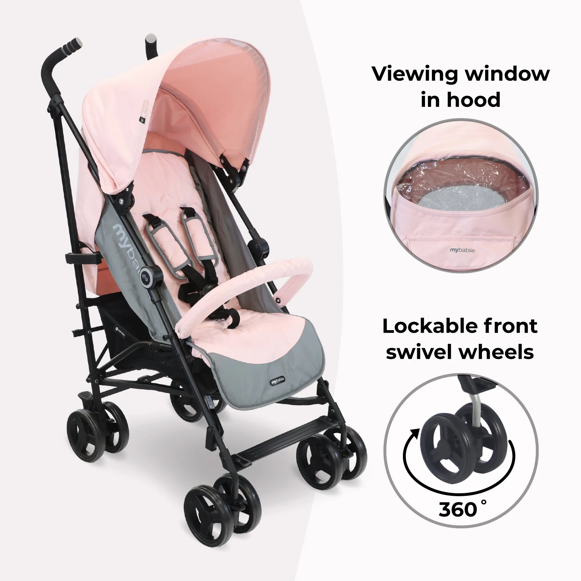 MB02 Lightweight Stroller - Pink and Grey
