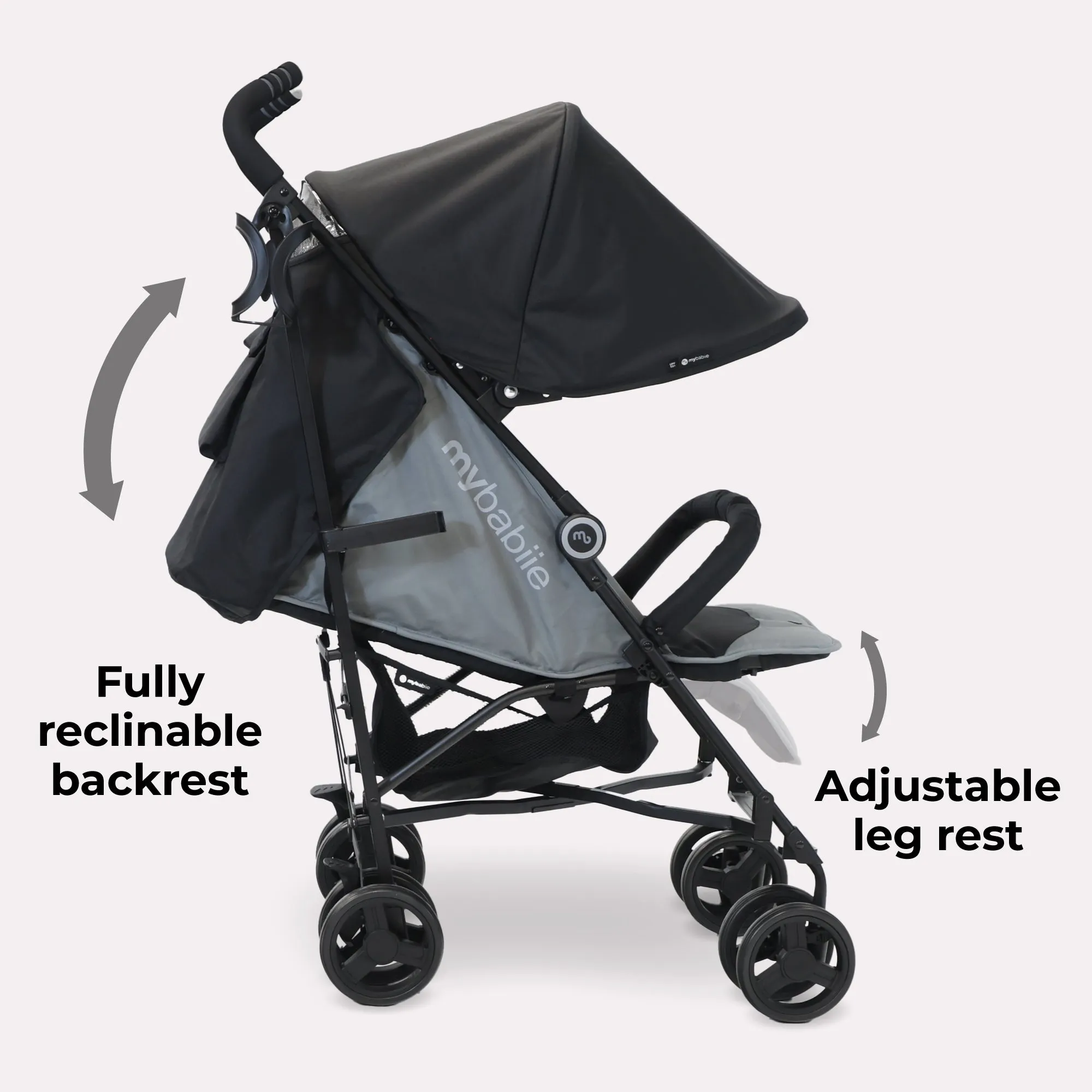 MB02 Plus Lightweight Stroller - Black and Grey