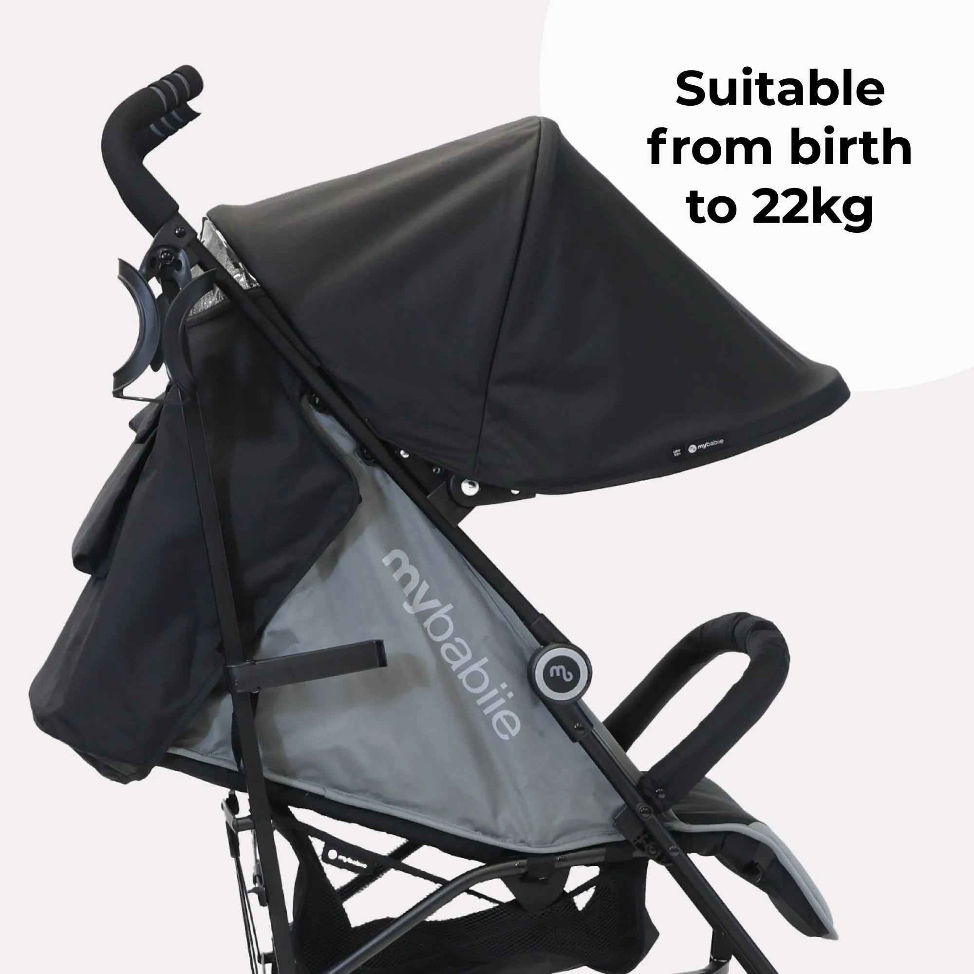 MB02 Plus Lightweight Stroller - Black and Grey