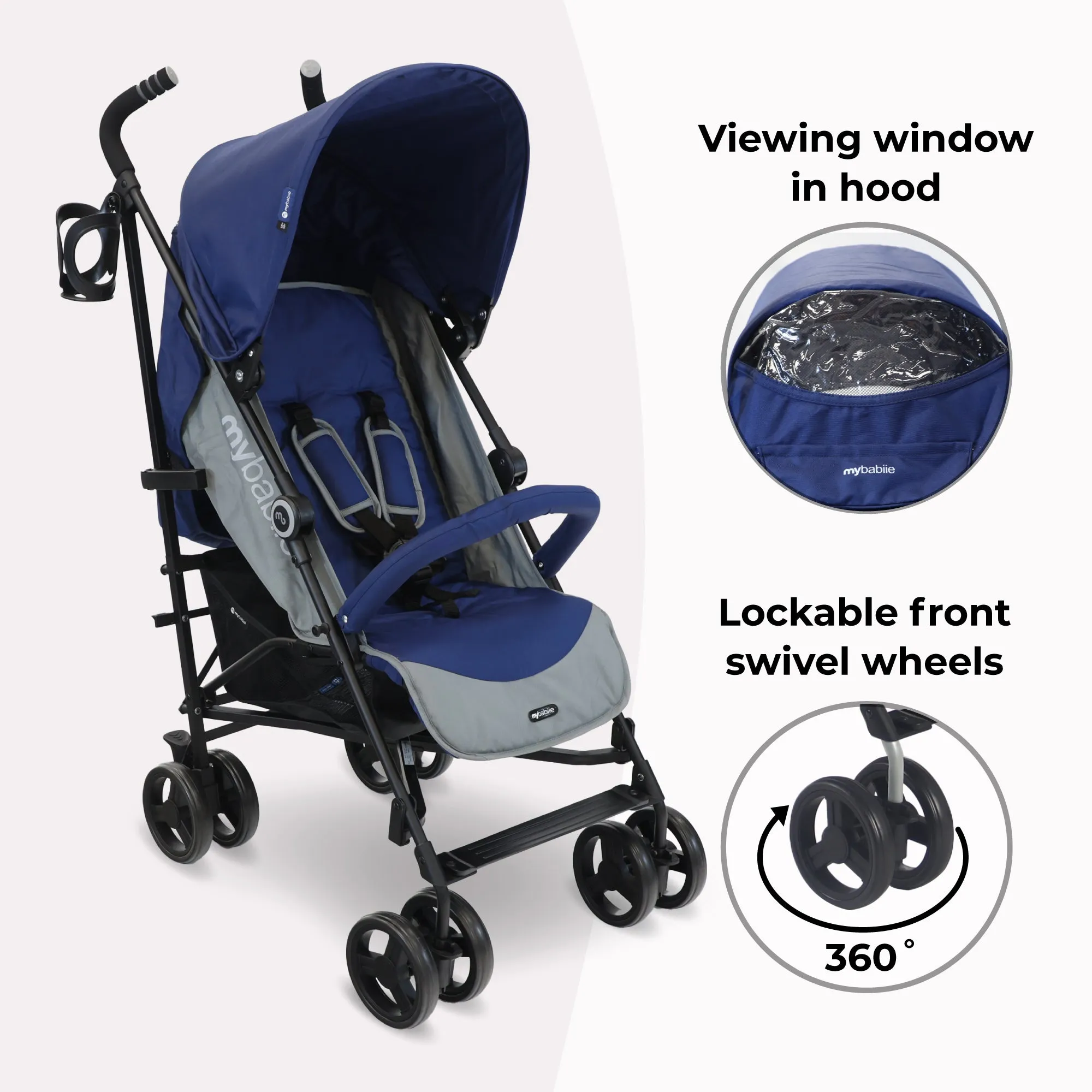 MB02 Plus Lightweight Stroller - Blue and Grey