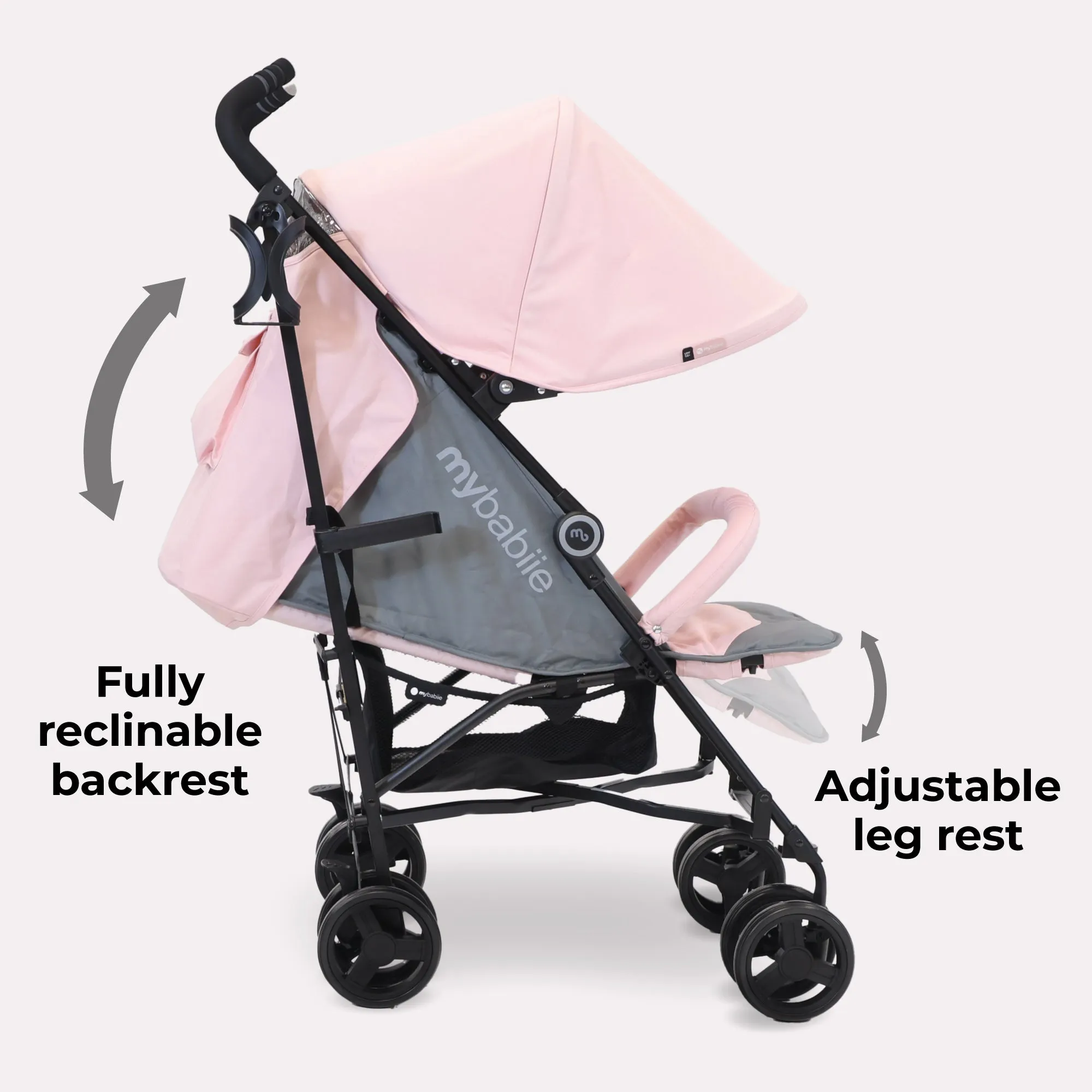 MB02 Plus Lightweight Stroller - Pink and Grey