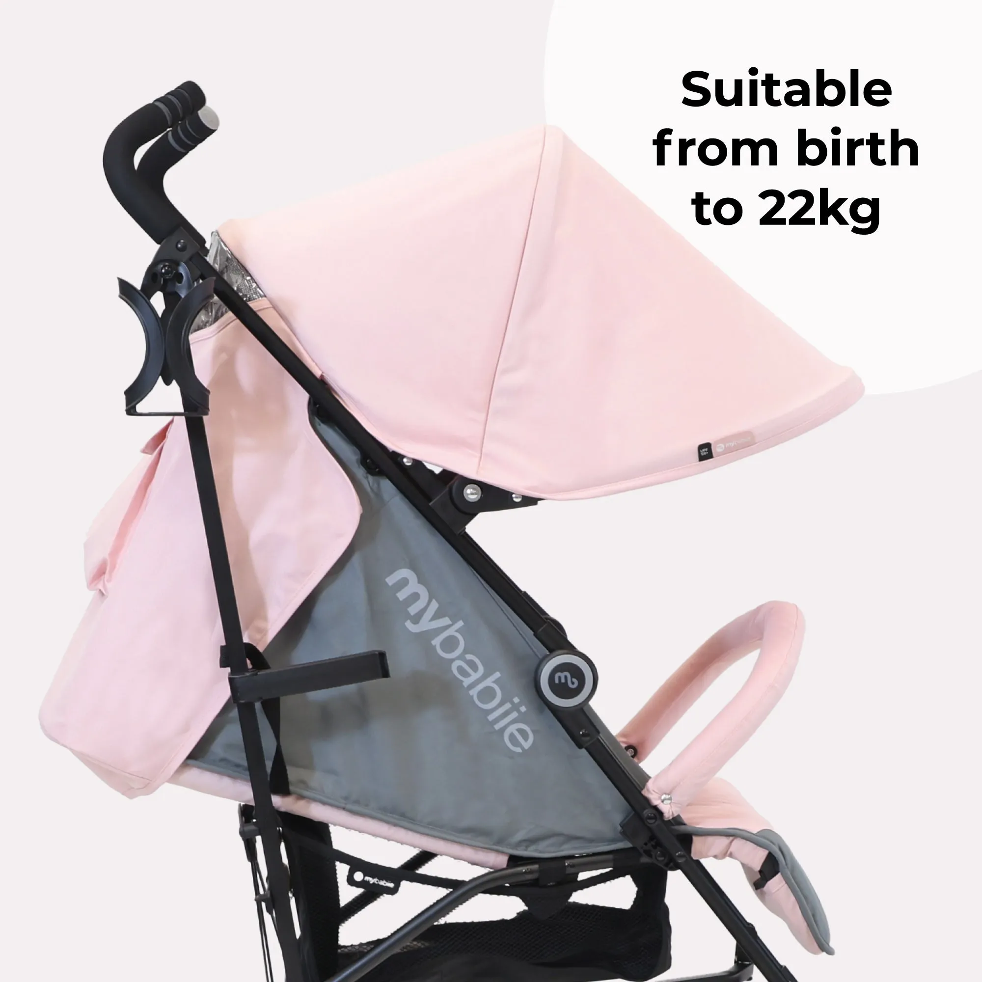 MB02 Plus Lightweight Stroller - Pink and Grey