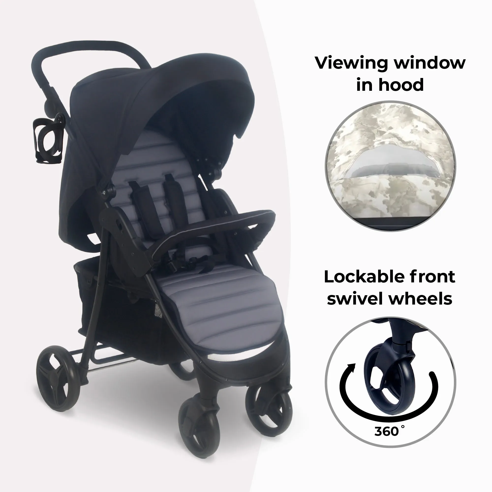 MB30 Plus Pushchair - Black / Grey