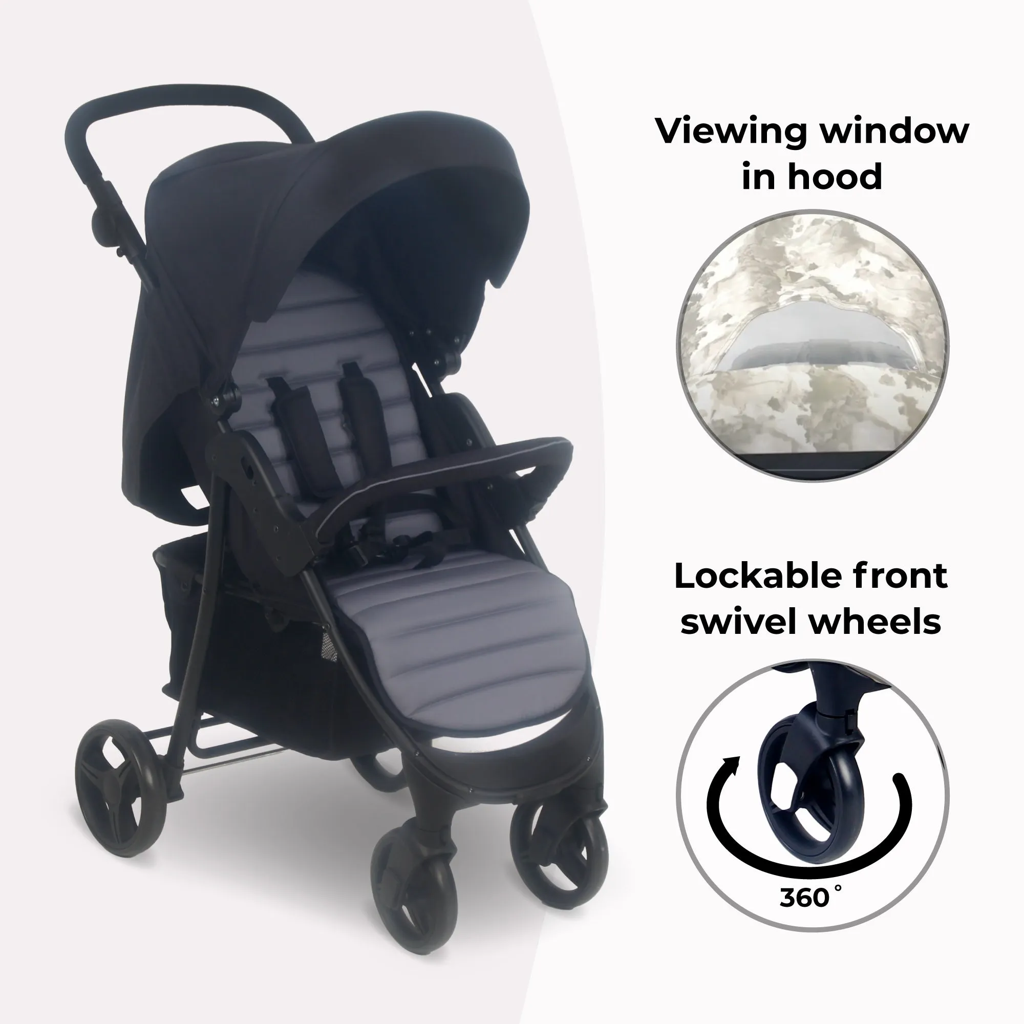 MB30 Pushchair - Black / Grey