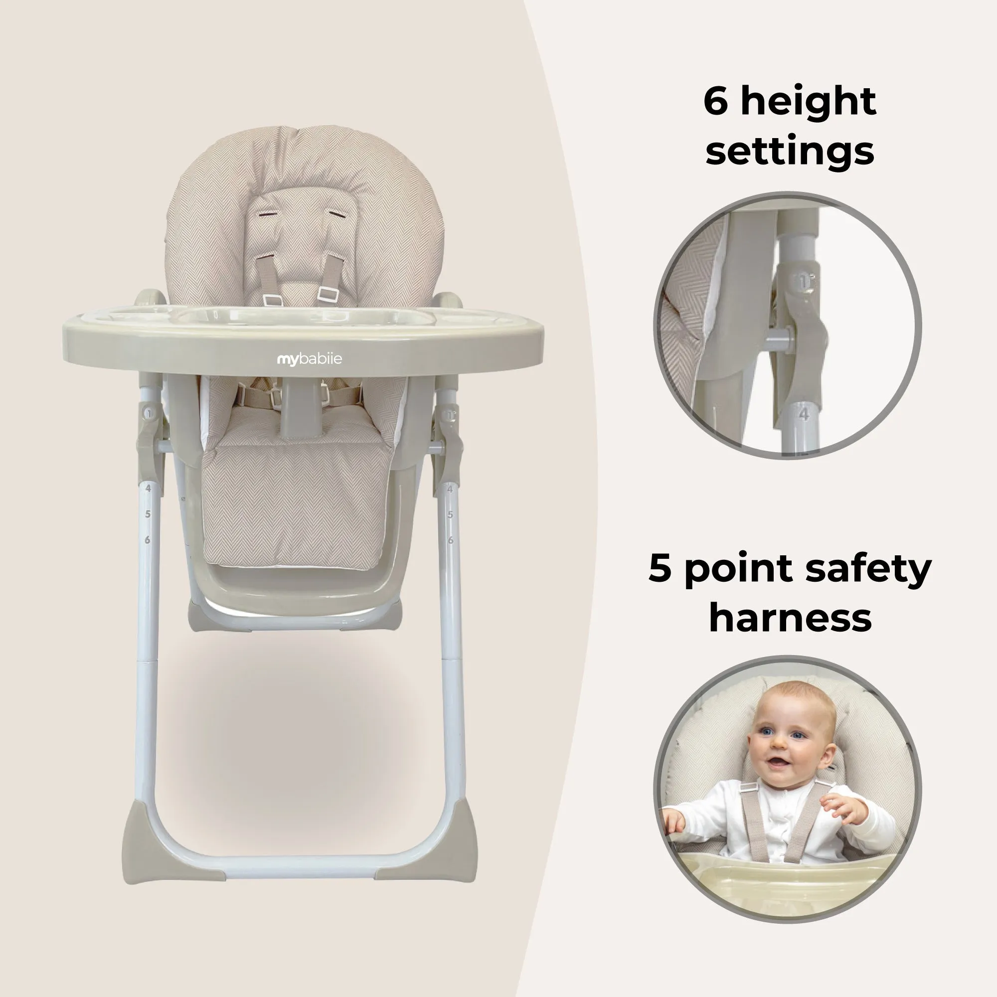 MBHC8 Premium Highchair - Oatmeal Herringbone