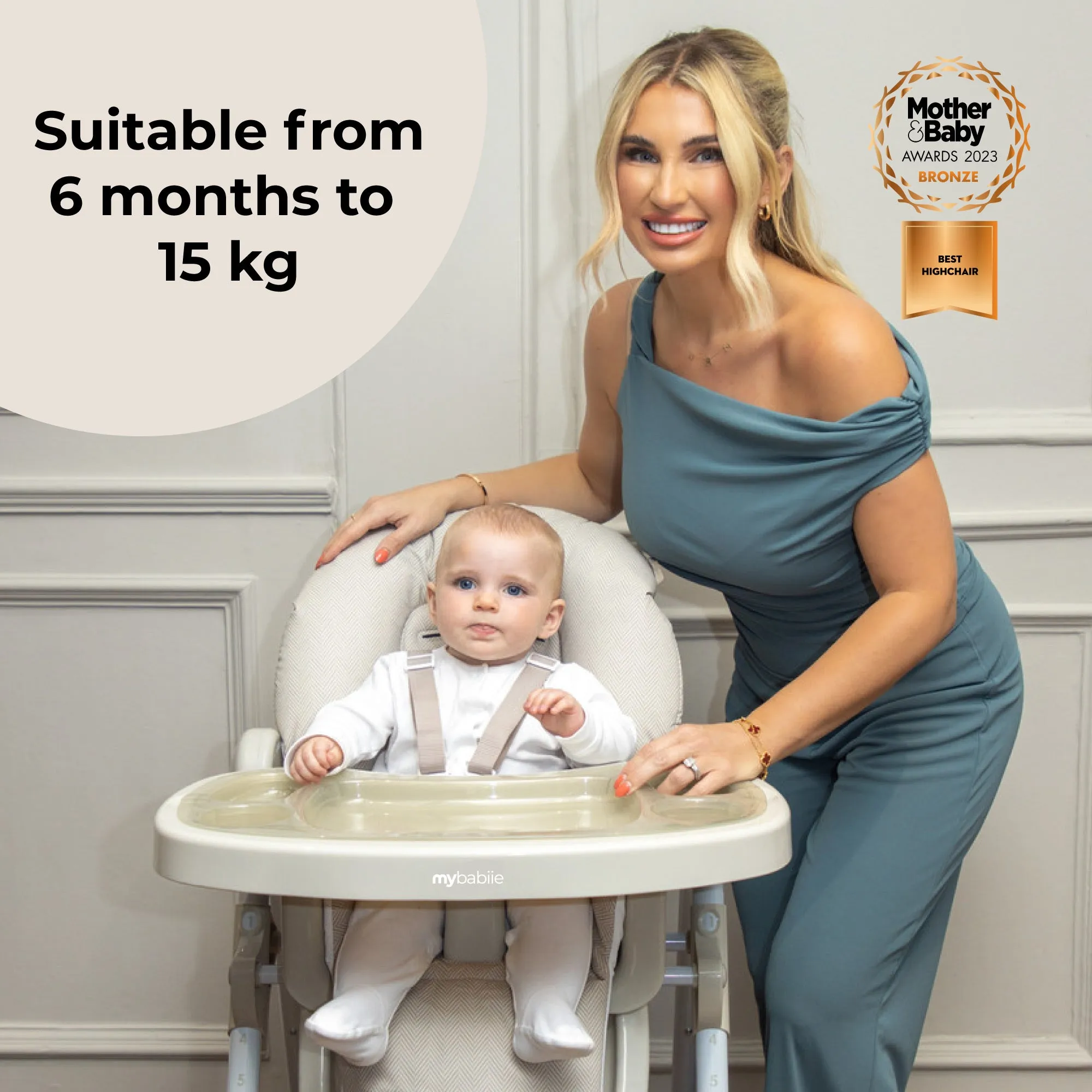 MBHC8 Premium Highchair - Oatmeal Herringbone