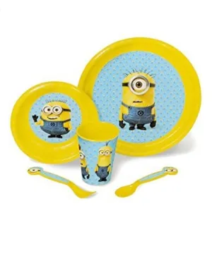 Minions Plastic 5 Piece Dinner Set Blue/Yellow