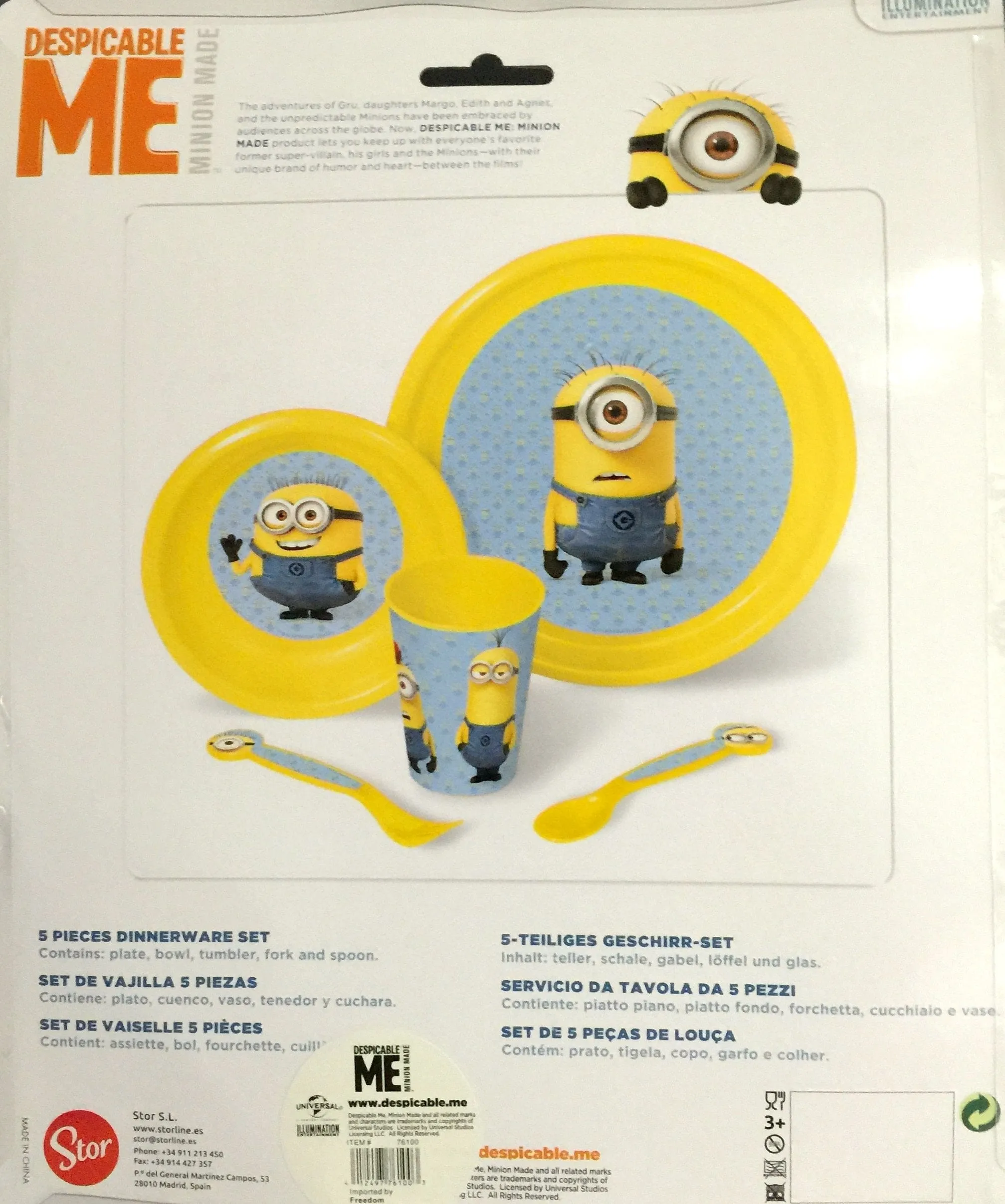 Minions Plastic 5 Piece Dinner Set Blue/Yellow