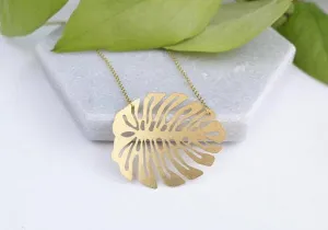Monstera Leaf Necklace - Gold