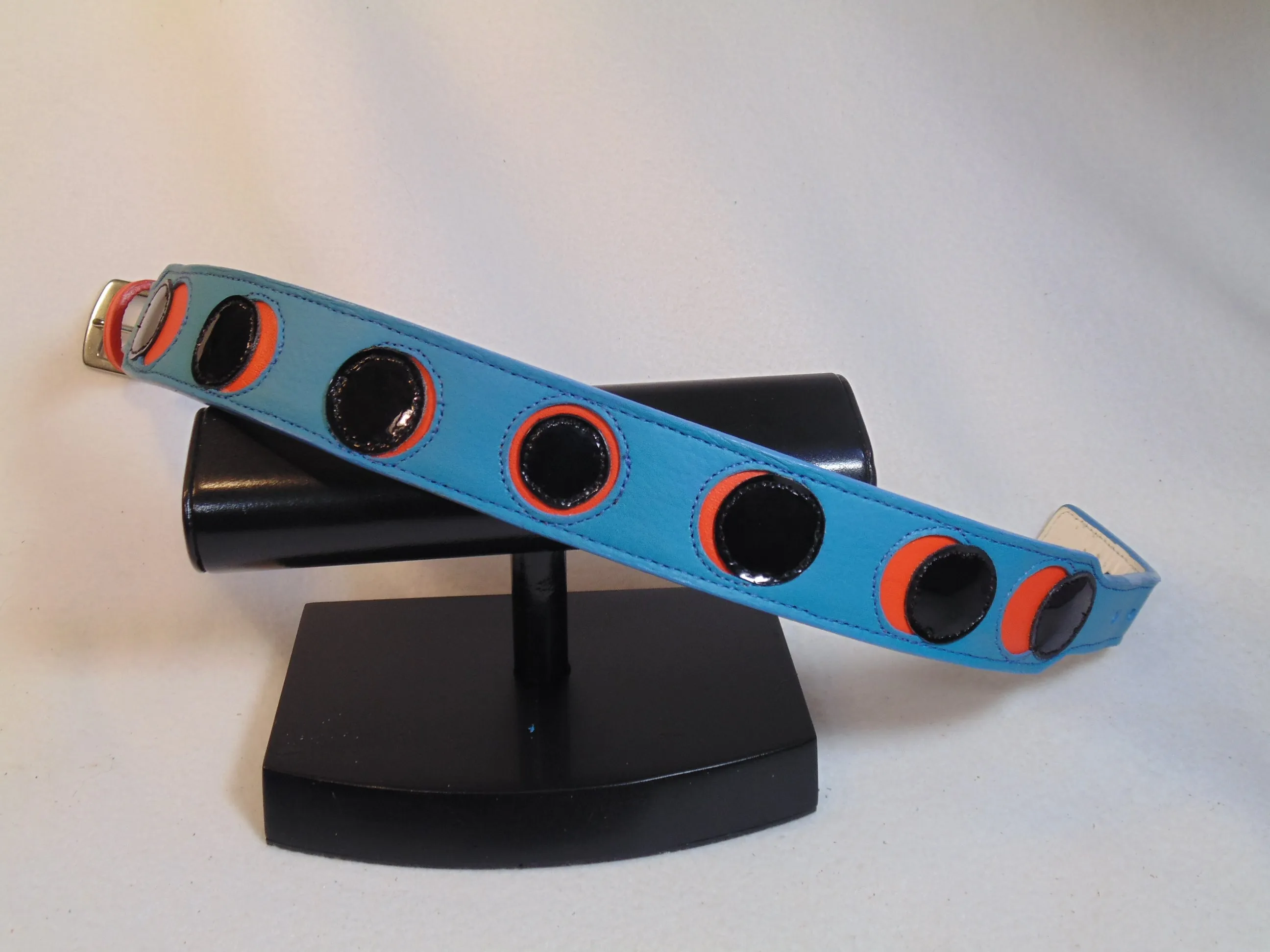Moon Eclipse Wider Leather Dog Collar-