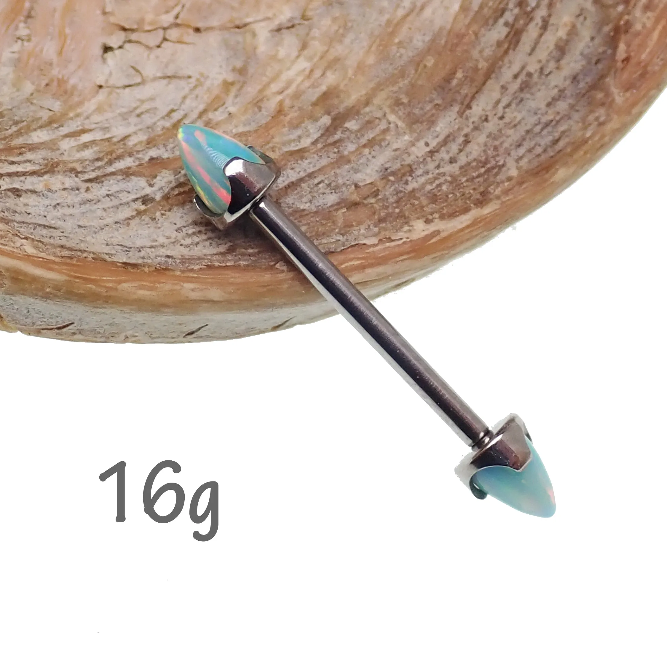Moon Yellow Opal Cone Nipple Bar 16g