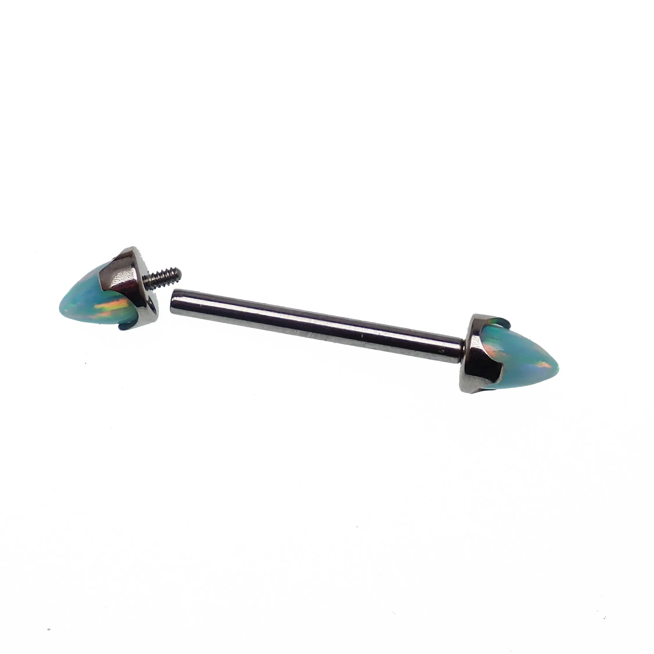 Moon Yellow Opal Cone Nipple Bar 16g