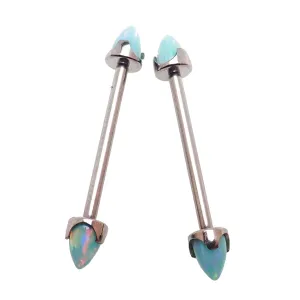 Moon Yellow Opal Cone Nipple Bar 16g