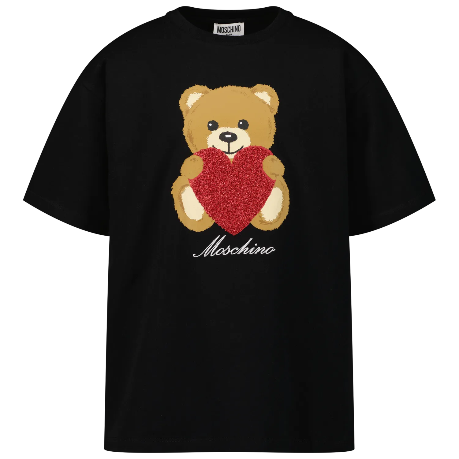 Moschino Girls Cotton Black Teddy Bear T-Shirt
