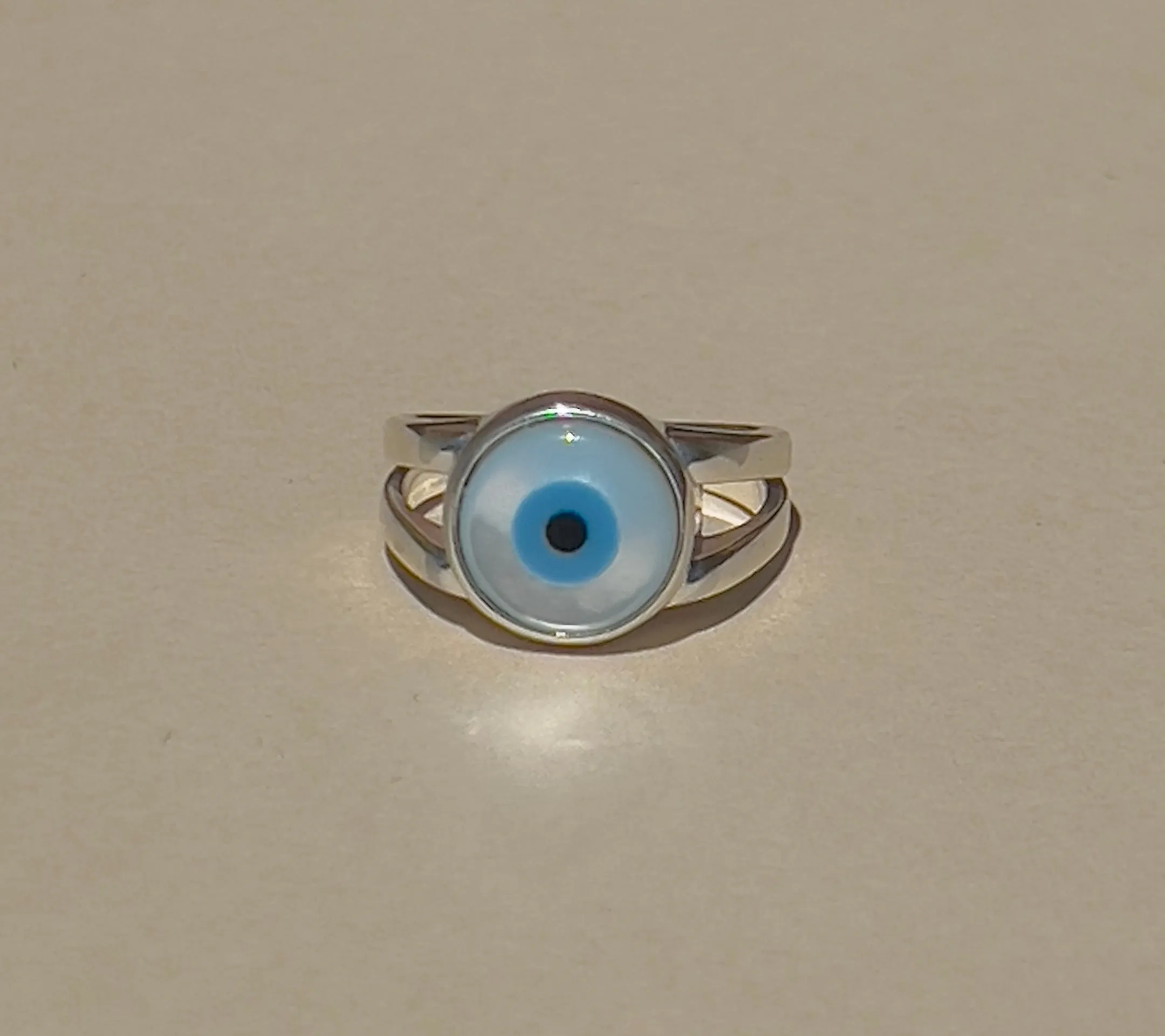 Mother of Pearl Protective Evil Eye Ring