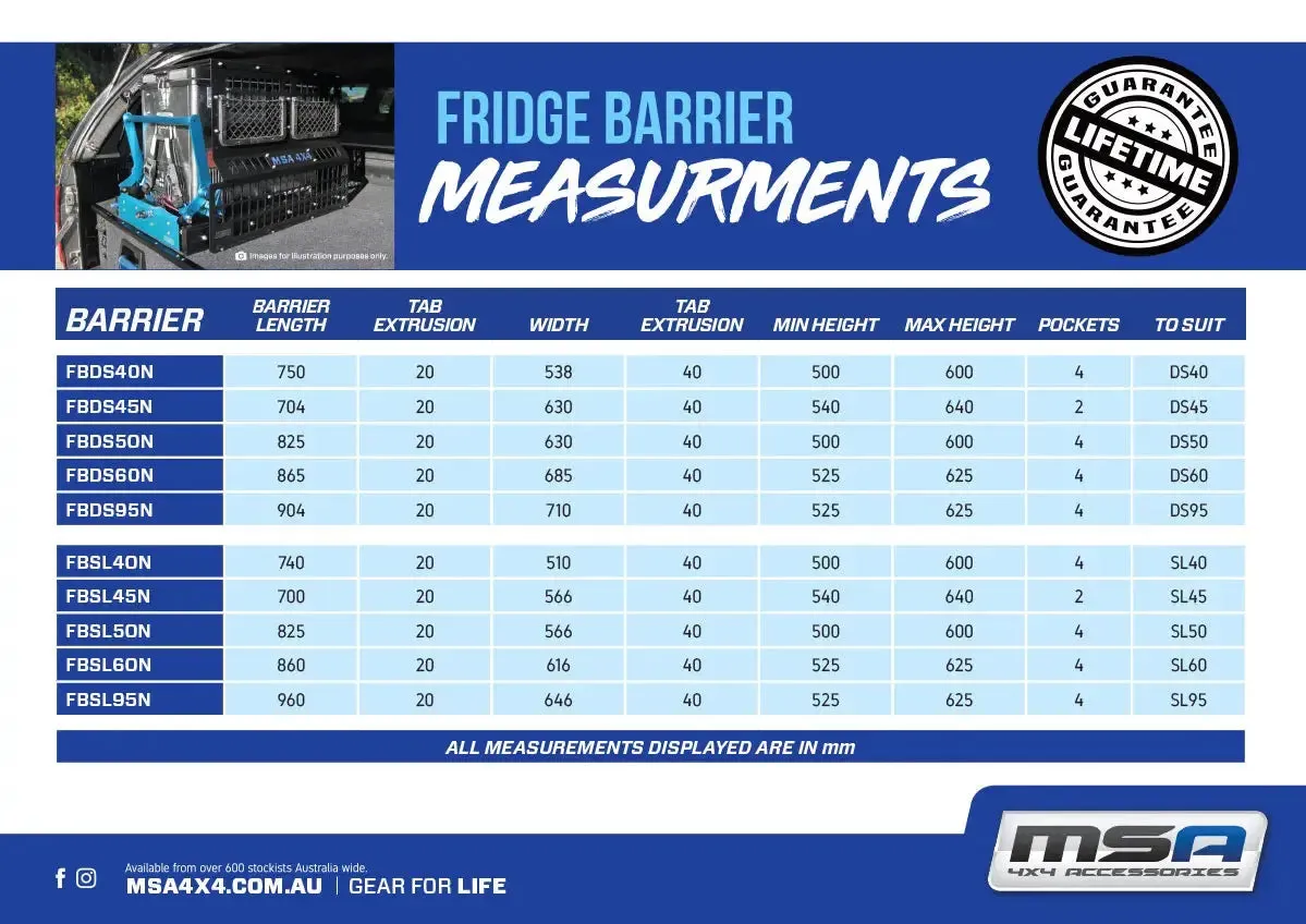 MSA 4X4 FBSI50N Fridge Barrier