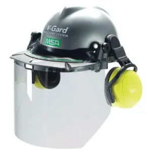 MSA V-Gard MSA Visor Frames, Black/Green Stripe, V-Gard Slotted Caps, 6 1/2 x 2.56, 10115730