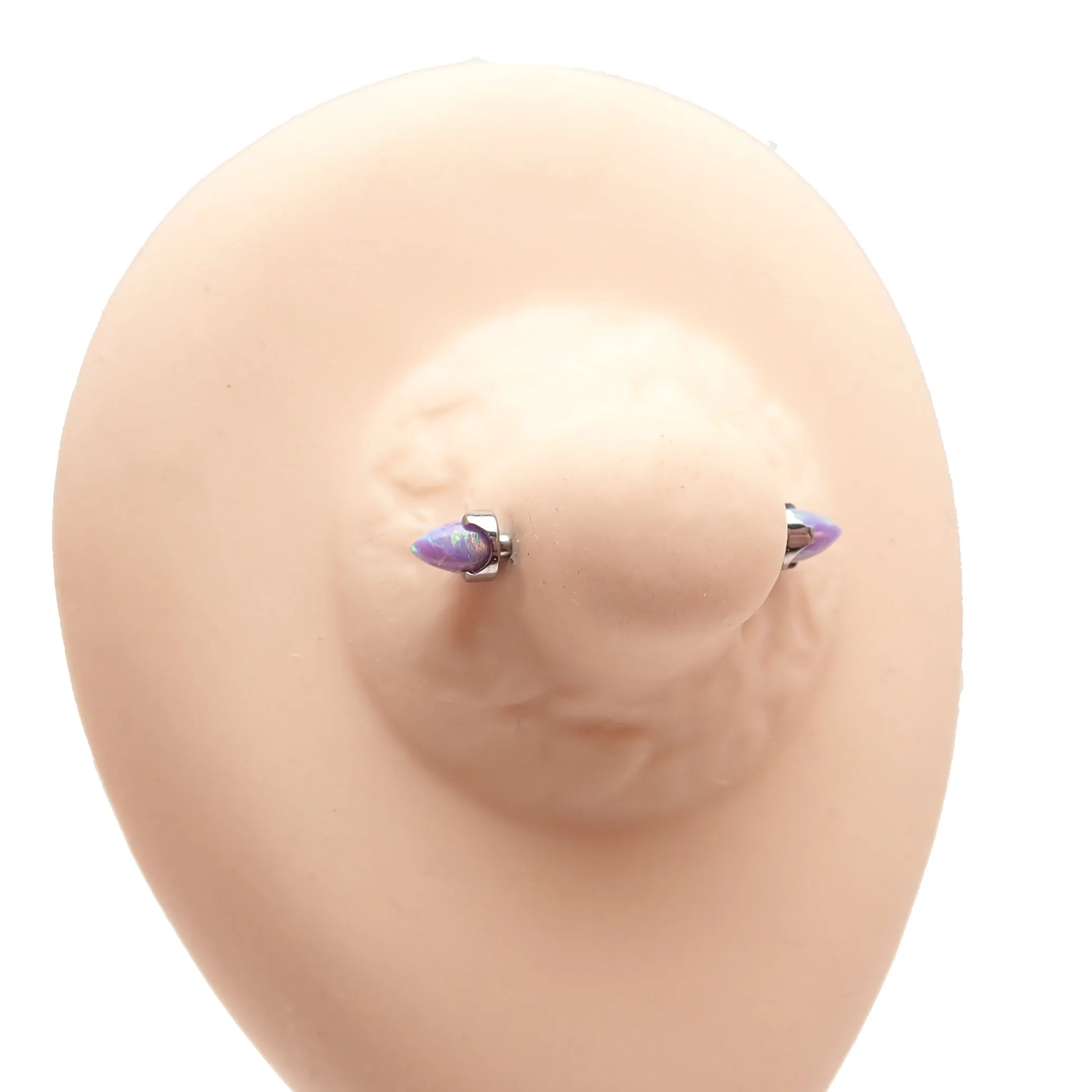 Multi Lavender Opal Cone Nipple Bar 16g