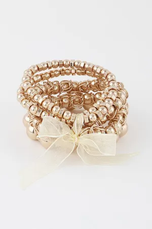 Multi ribbon beaded bracelet