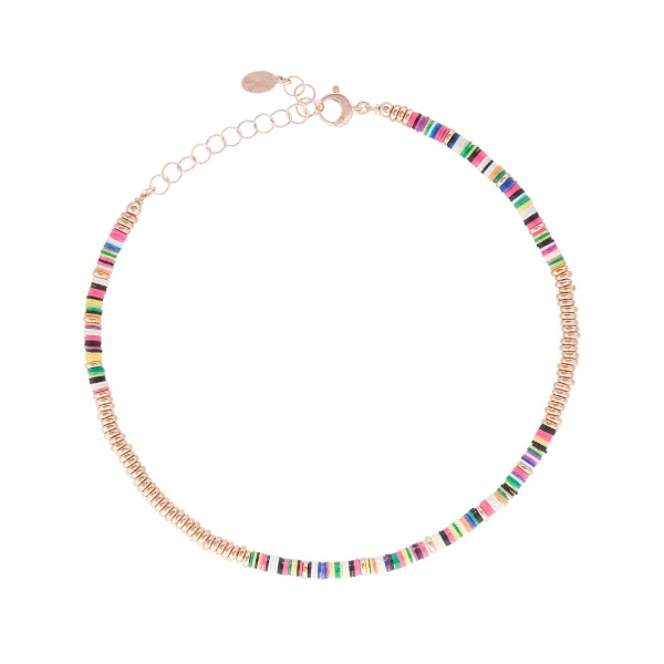 Multicolor African Beads and Rose Gold Gift Idea for Her