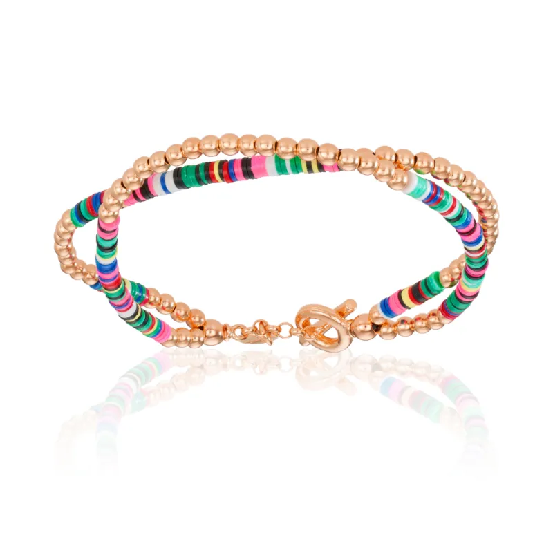 Multicolor African Beads and Rose Gold Gift Idea for Her