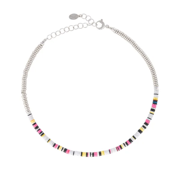 Multicolor African Beads and White Gold Gift Idea for Her