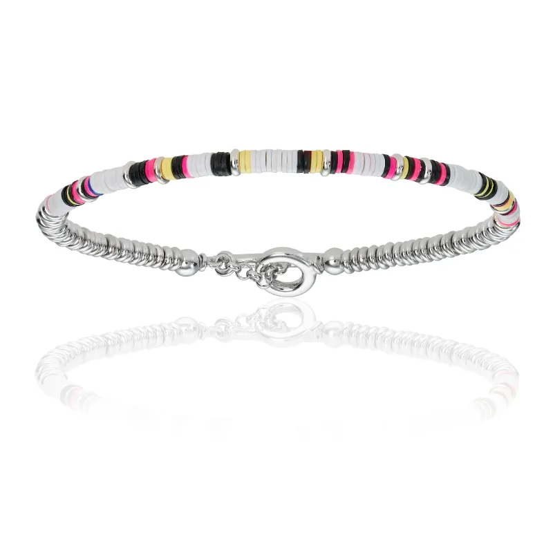 Multicolor African Beads and White Gold Gift Idea for Her