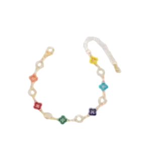 Multicoloured Embellished Multicolired Clover Bracelet