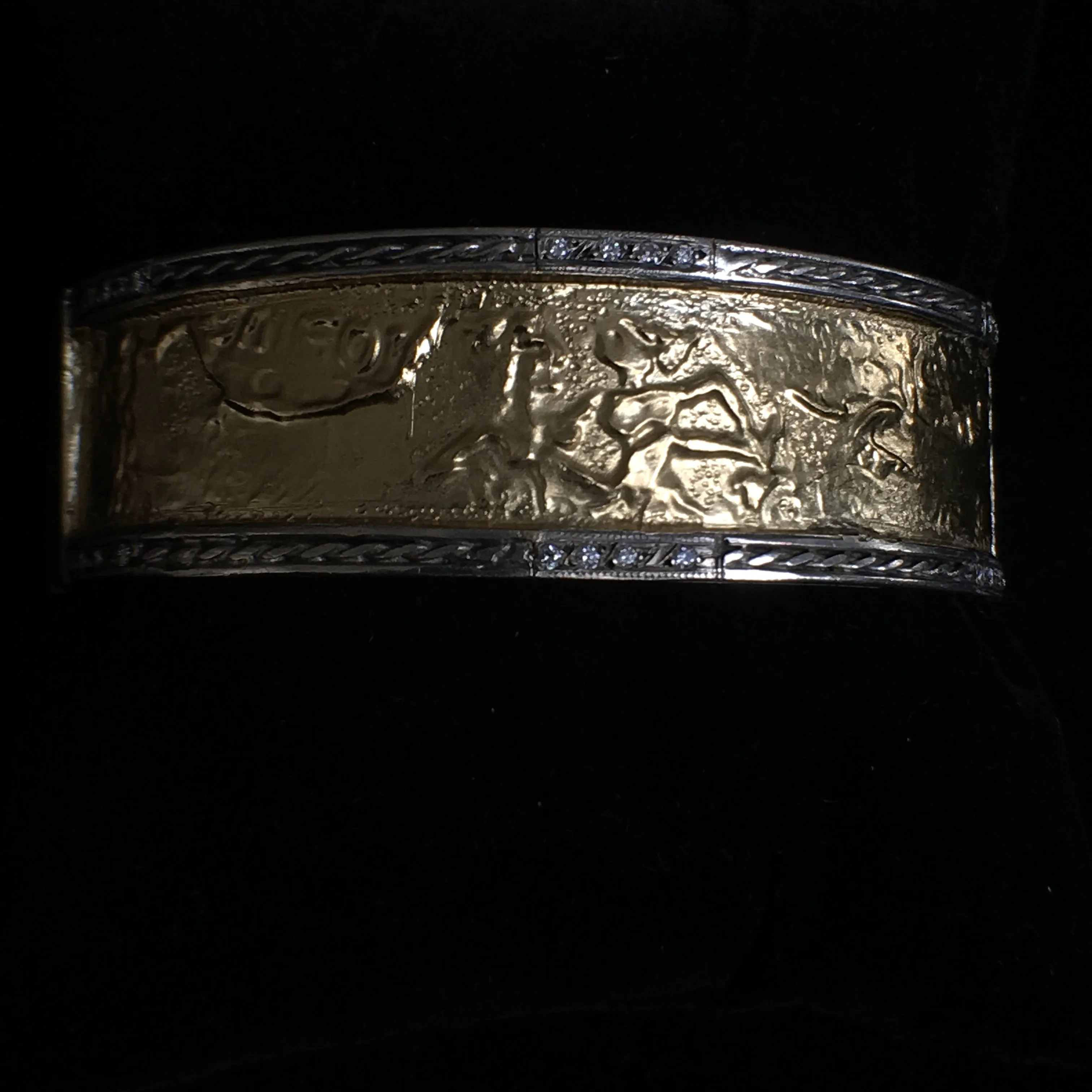Narrow Embellished 24 K Gold Cuff TSS with Diamonds