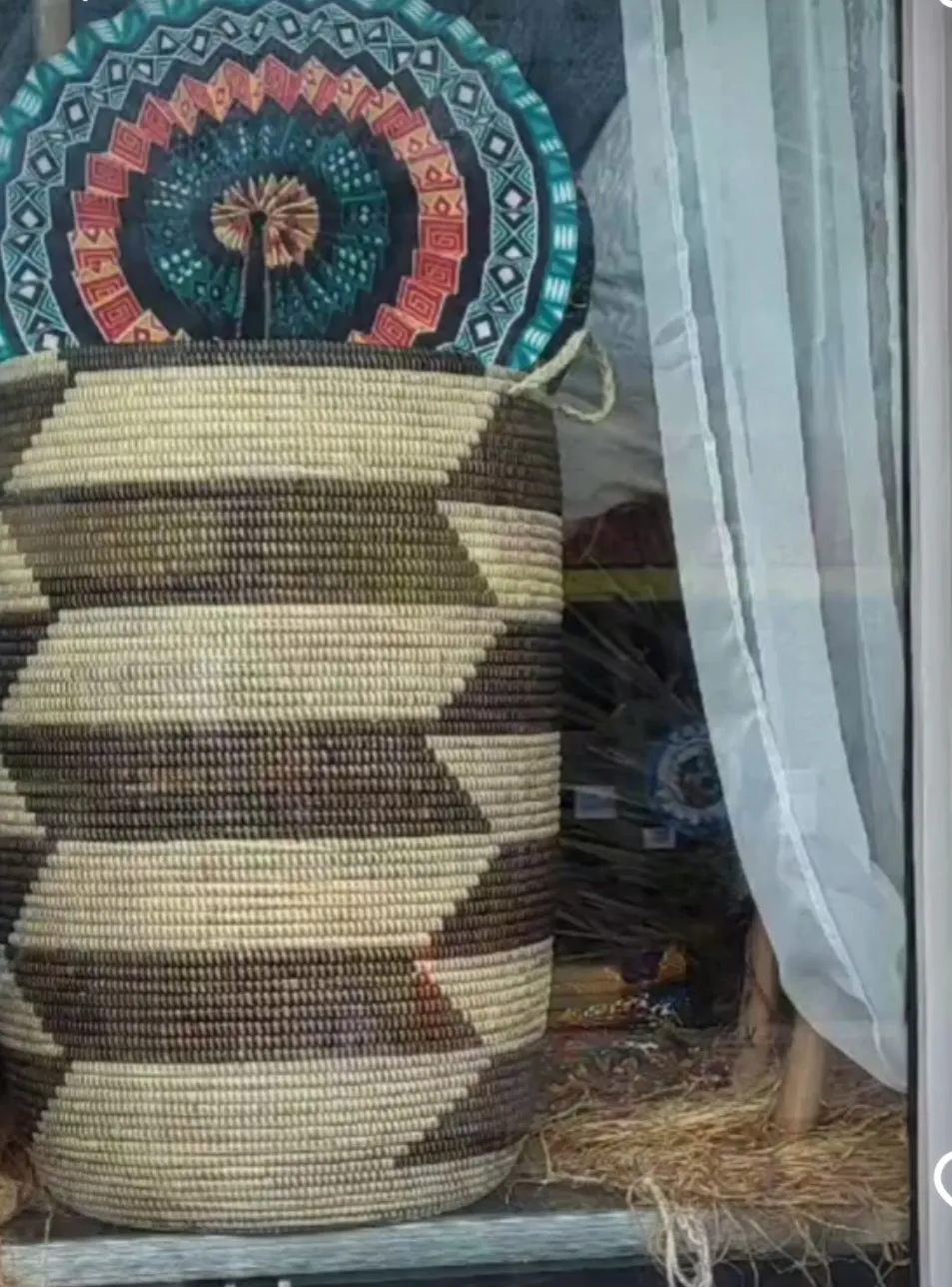 Natural Woven Senegalese Storage Hamper Basket | Geri's Bluffing Boutique
