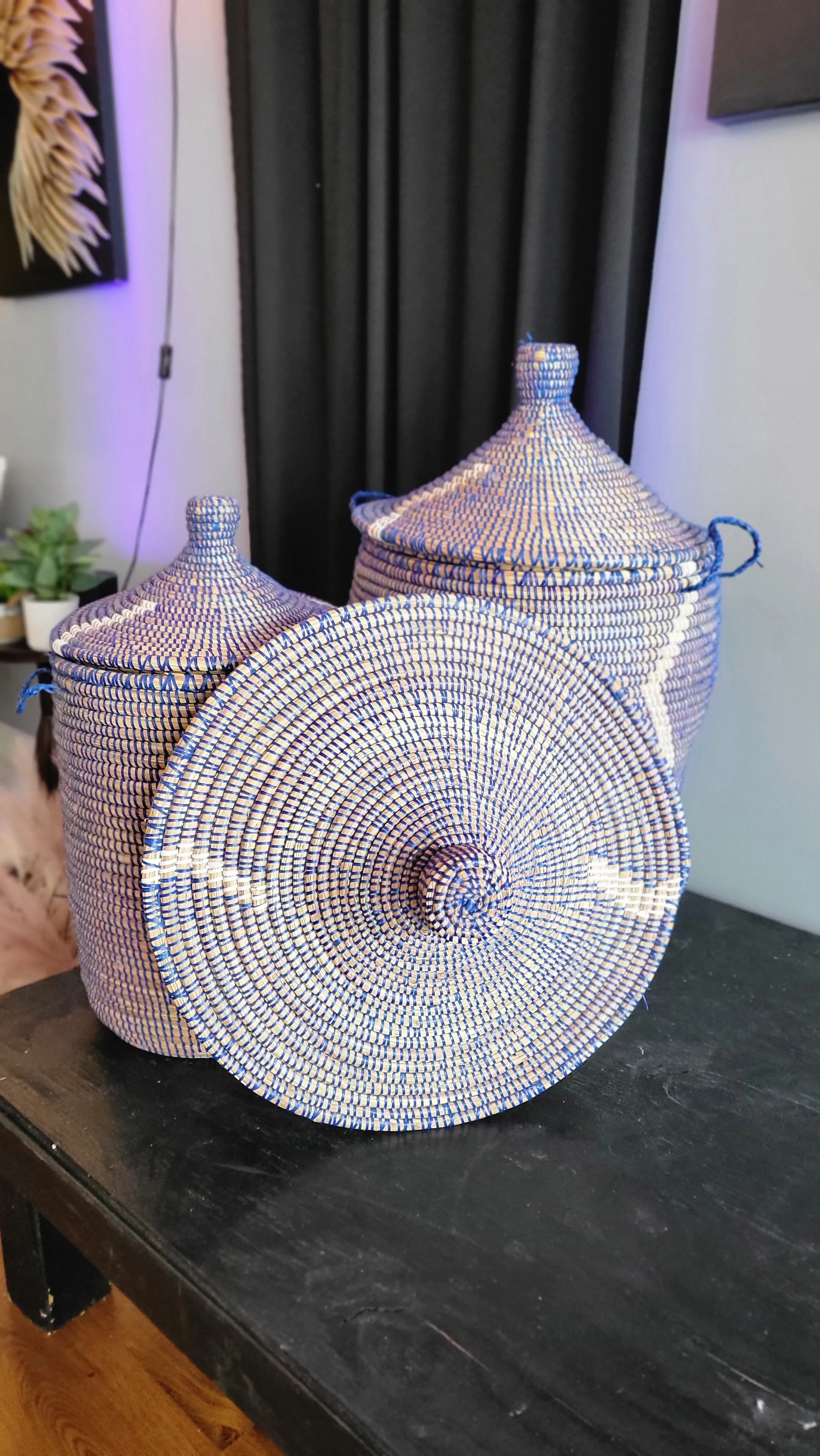 Natural Woven Senegalese Storage Hamper Basket | Geri's Bluffing Boutique