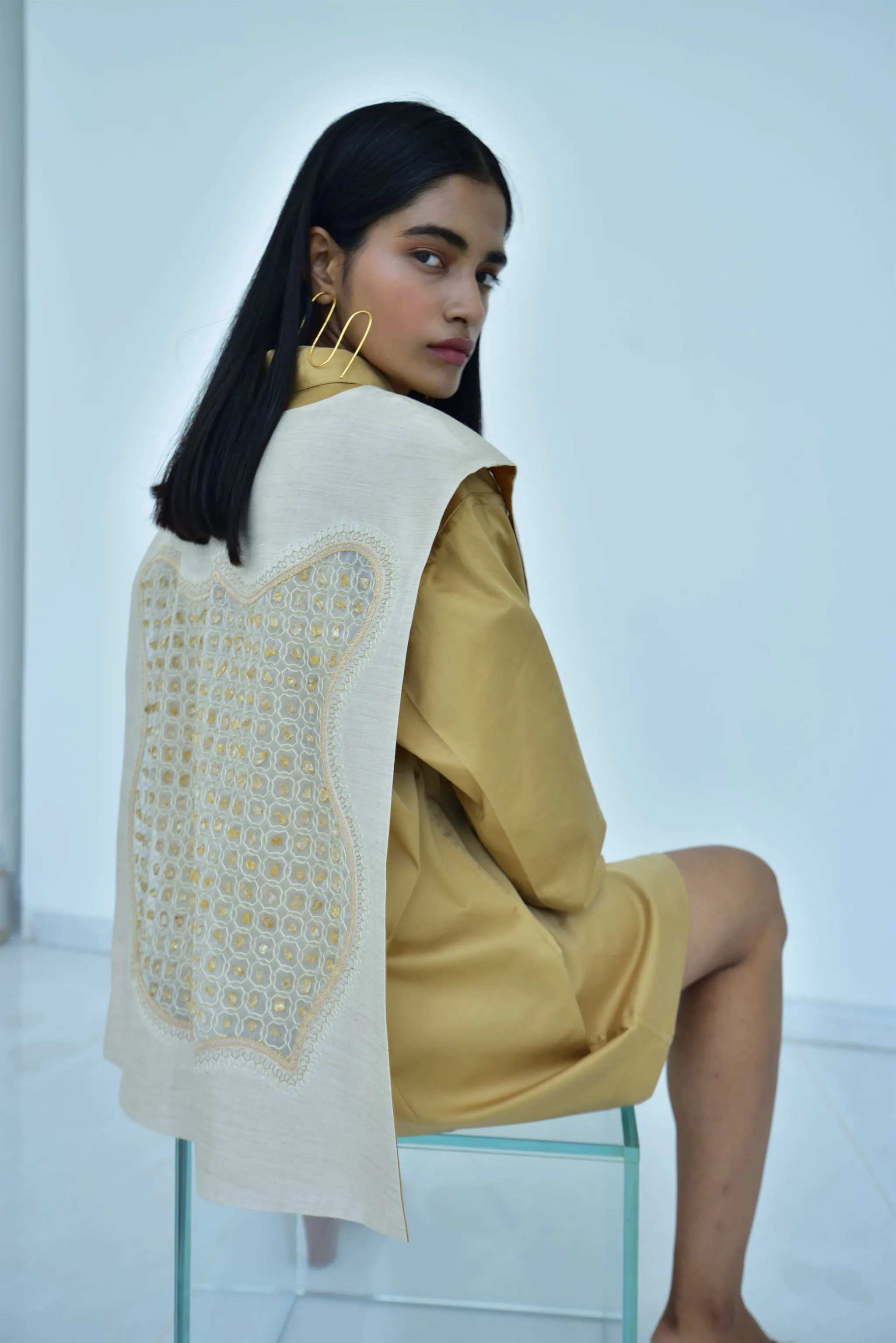 New Season Summer to Fall 2024-Overlay Embellished Cotton Citrine-E/C/056-Suzanne-Fashion Edit Hemji