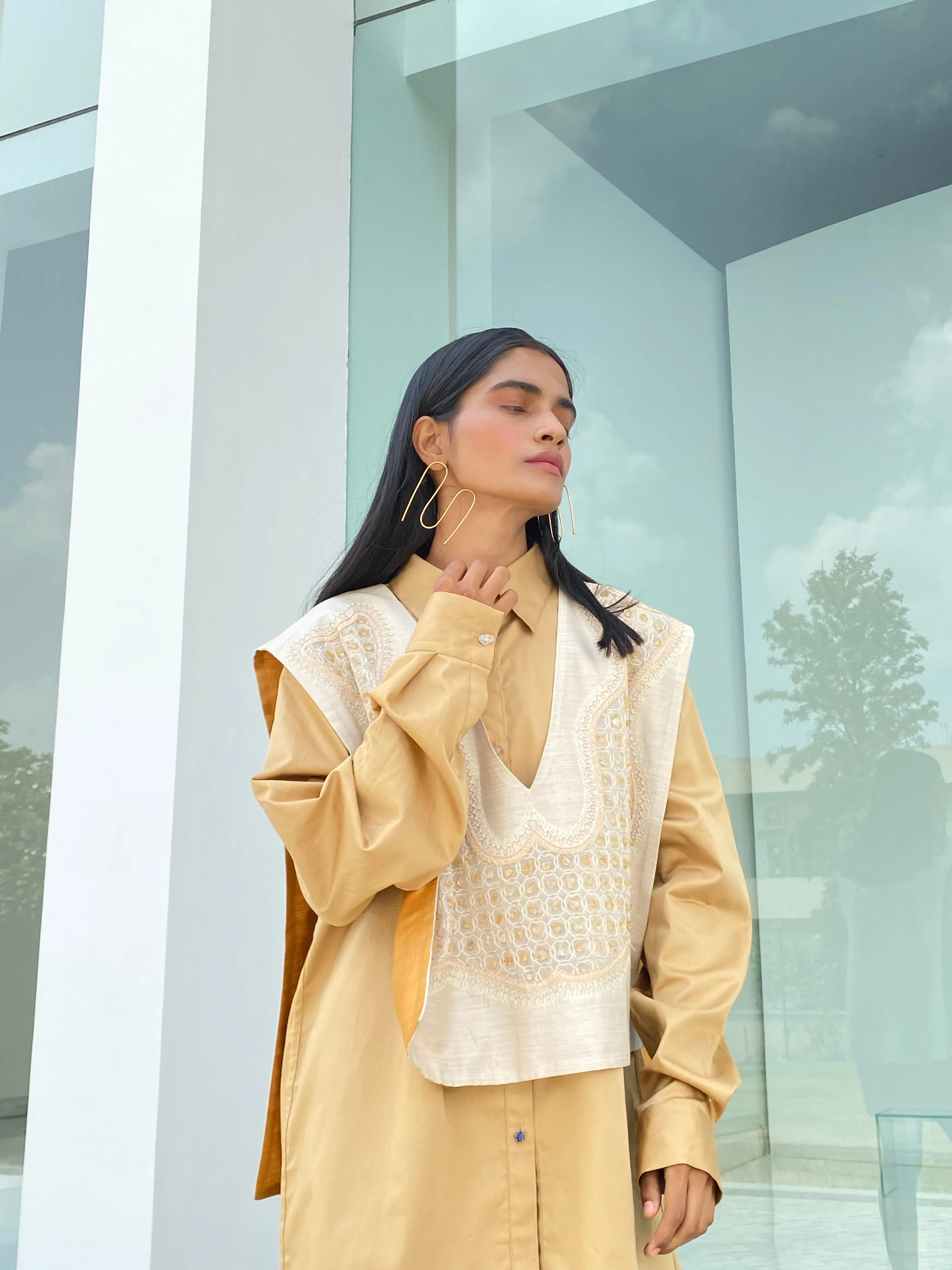 New Season Summer to Fall 2024-Overlay Embellished Cotton Citrine-E/C/056-Suzanne-Fashion Edit Hemji