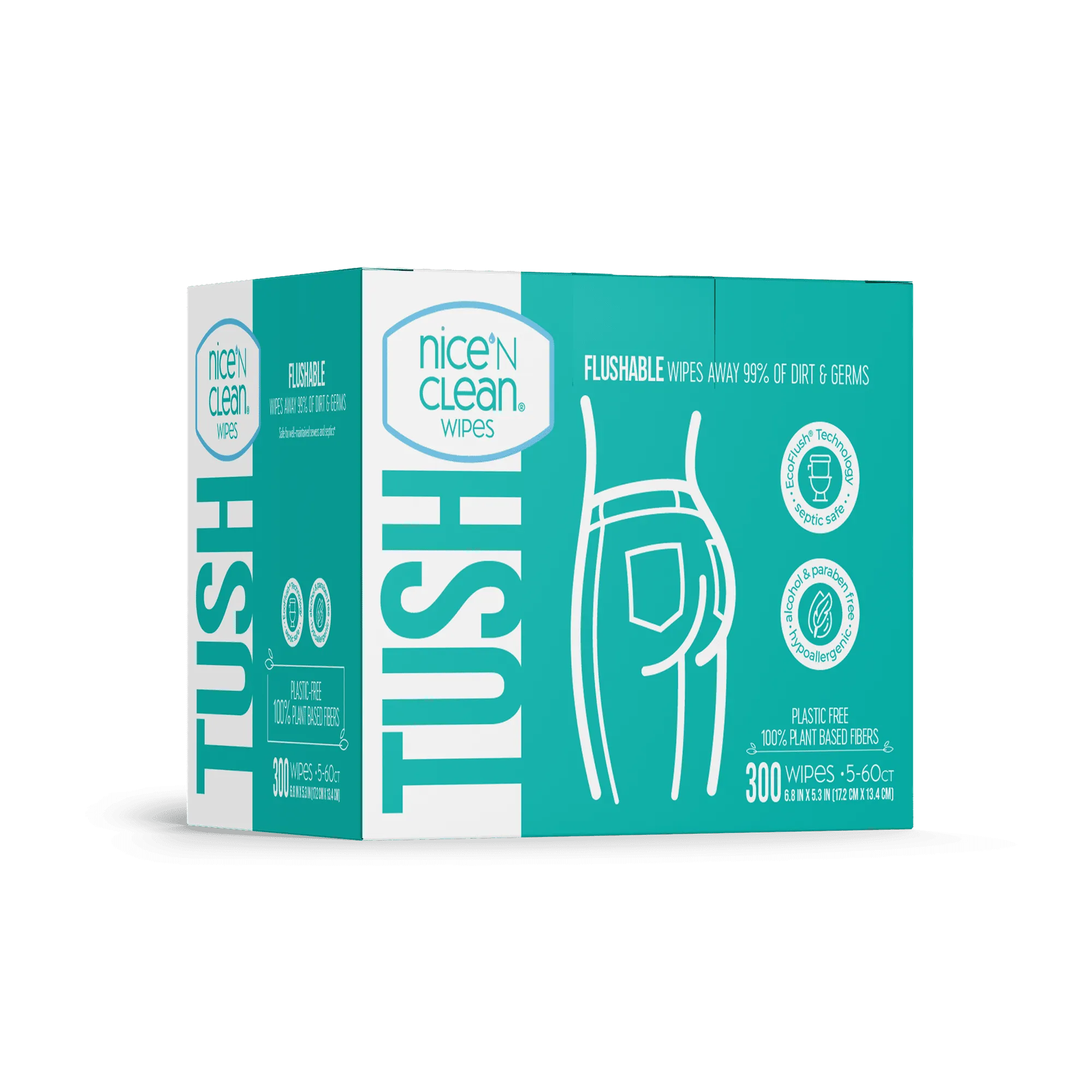 Nice n Clean Flushable Wipes,5 packs of 60 wipes, 300 wipes total BEST PRICE
