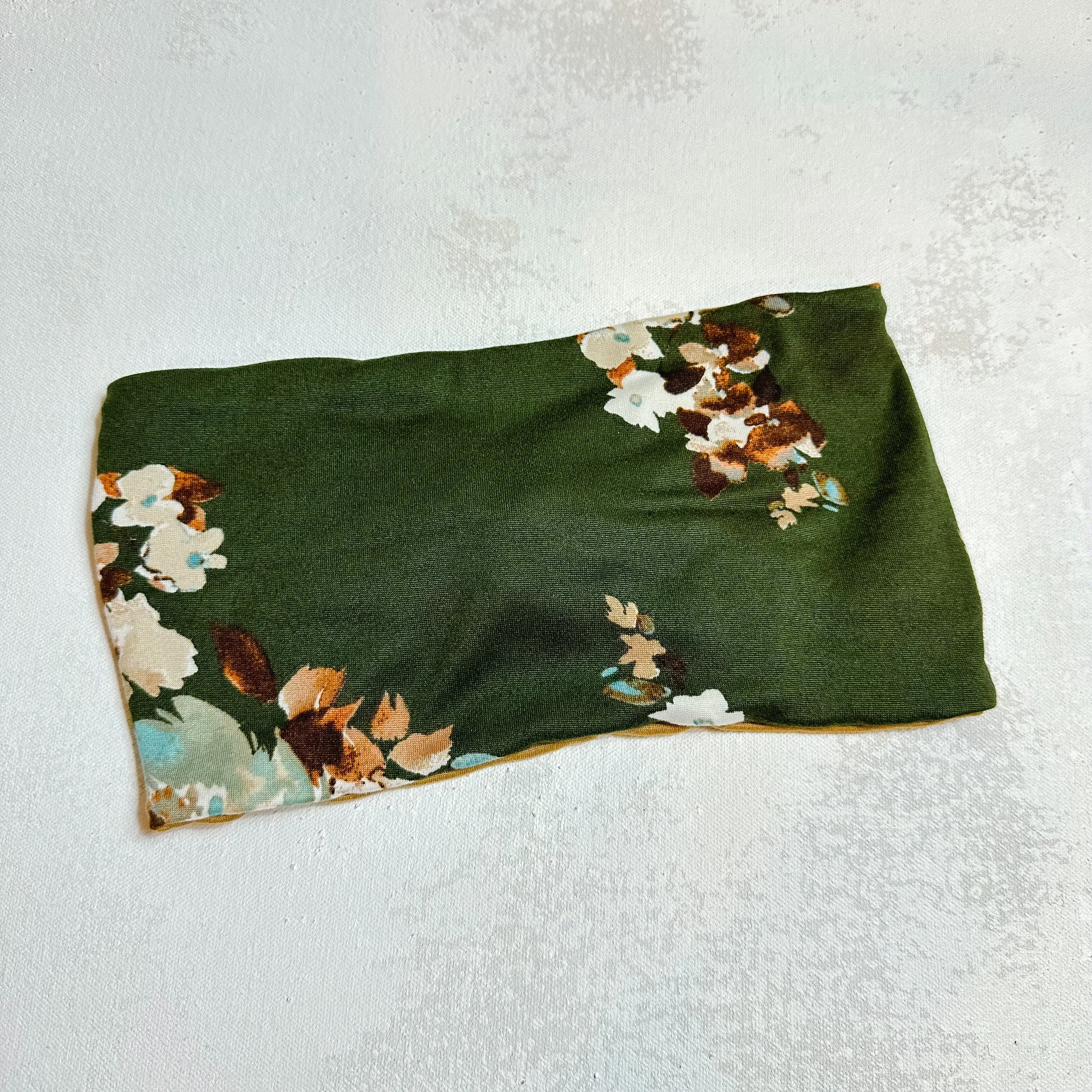 Olive Green Floral WIDE Headband