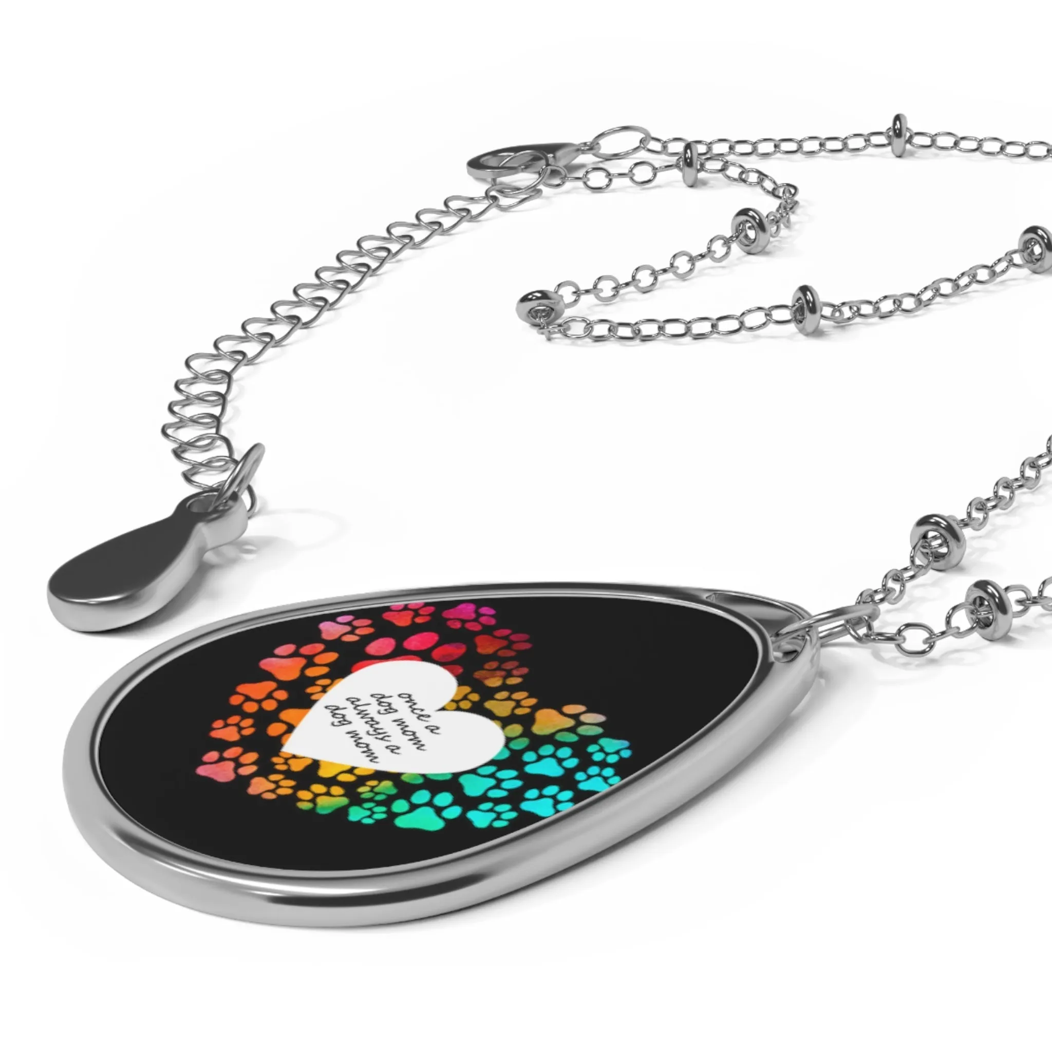 Once a Dog Mom Oval Necklace